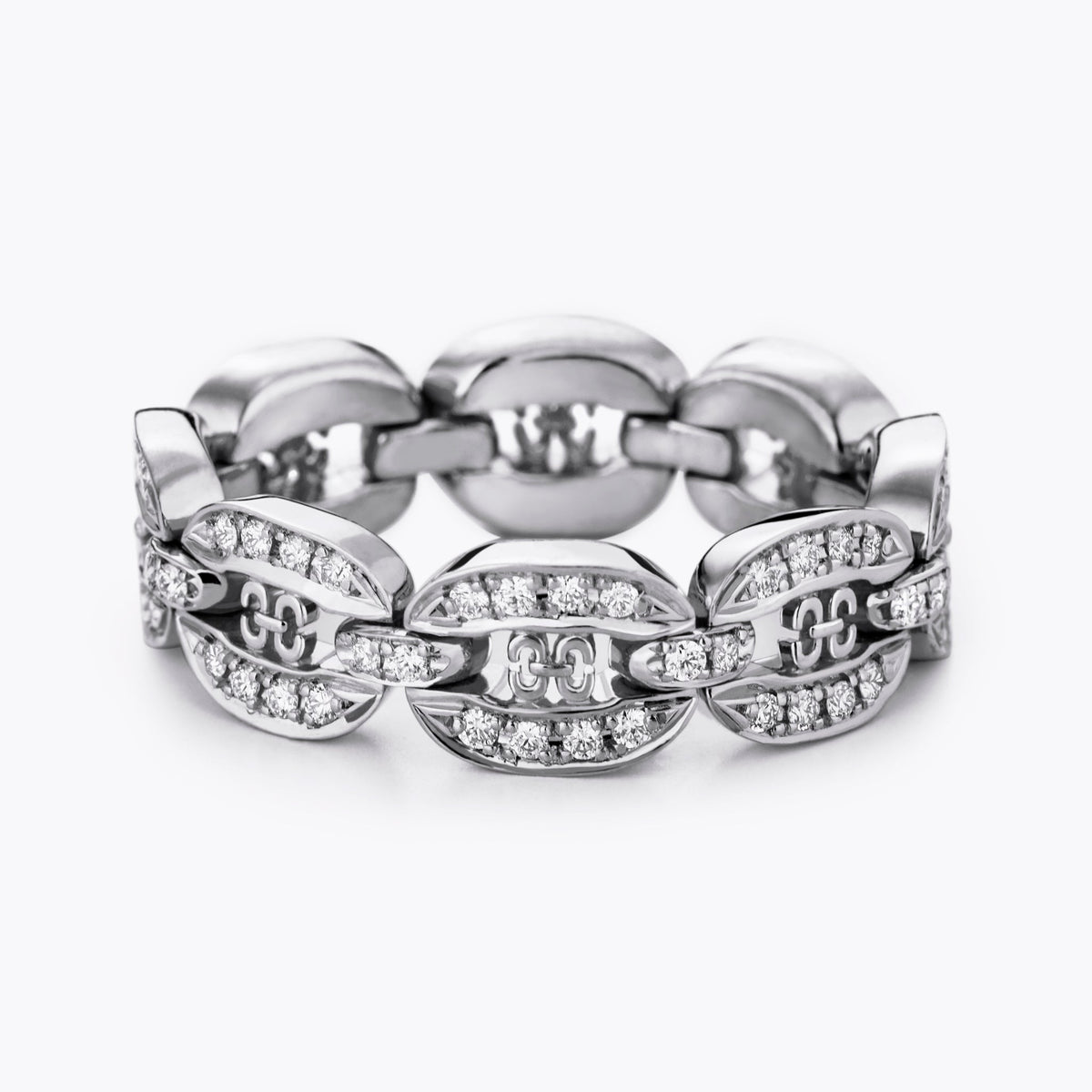 Links Chain Ring (white gold with diamonds)