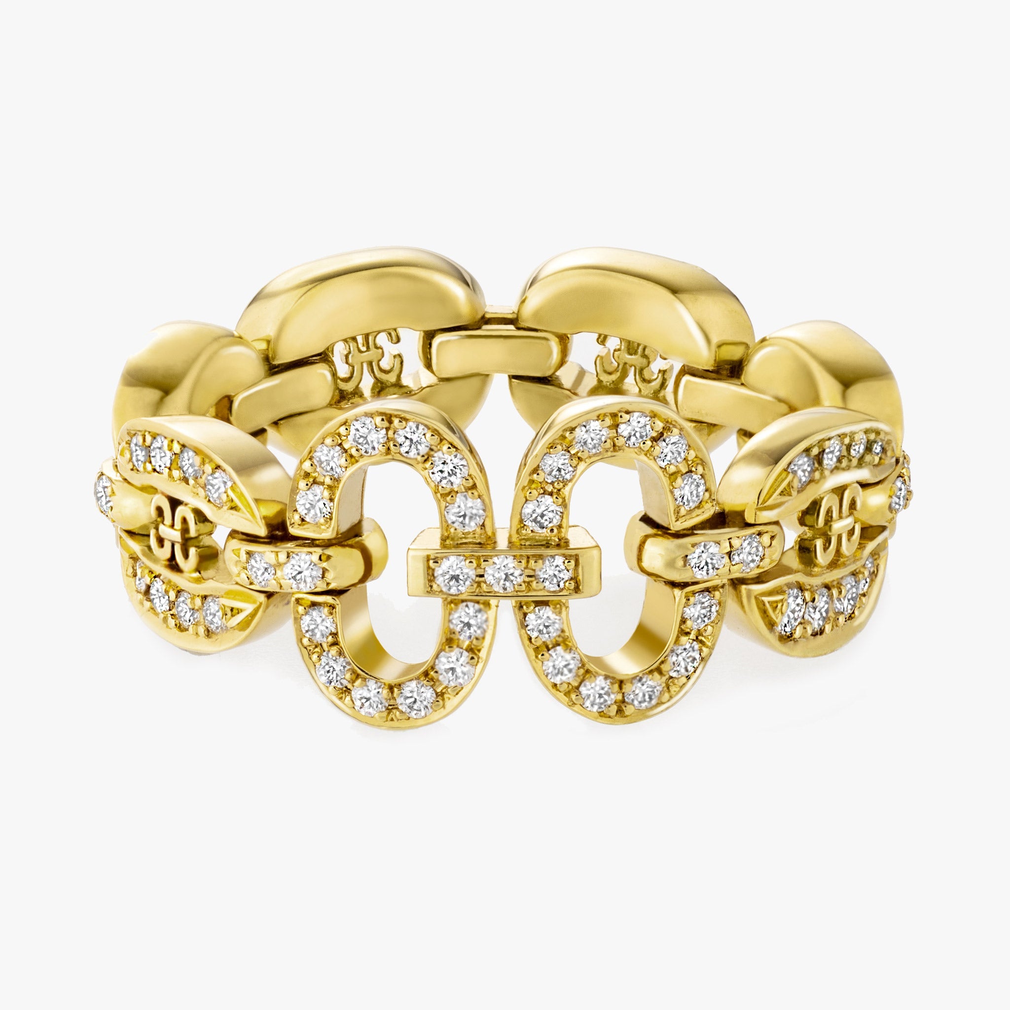 Links Iconic Chain Ring (yellow gold with diamonds)