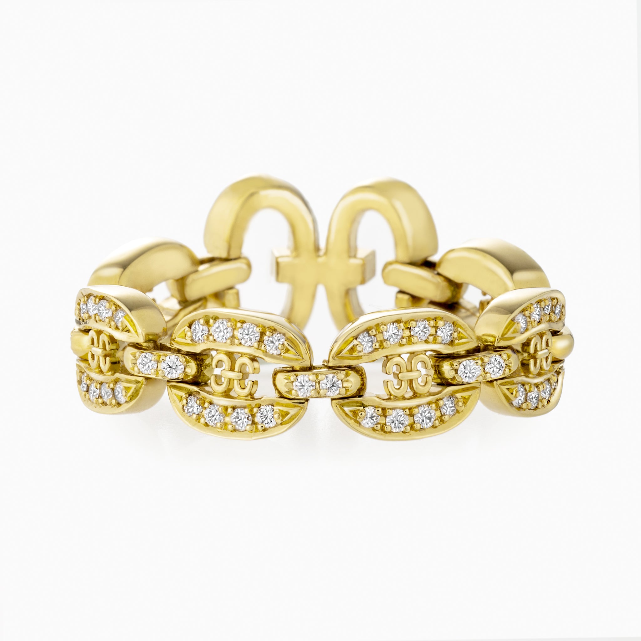 Links Iconic Chain Ring (yellow gold with diamonds)