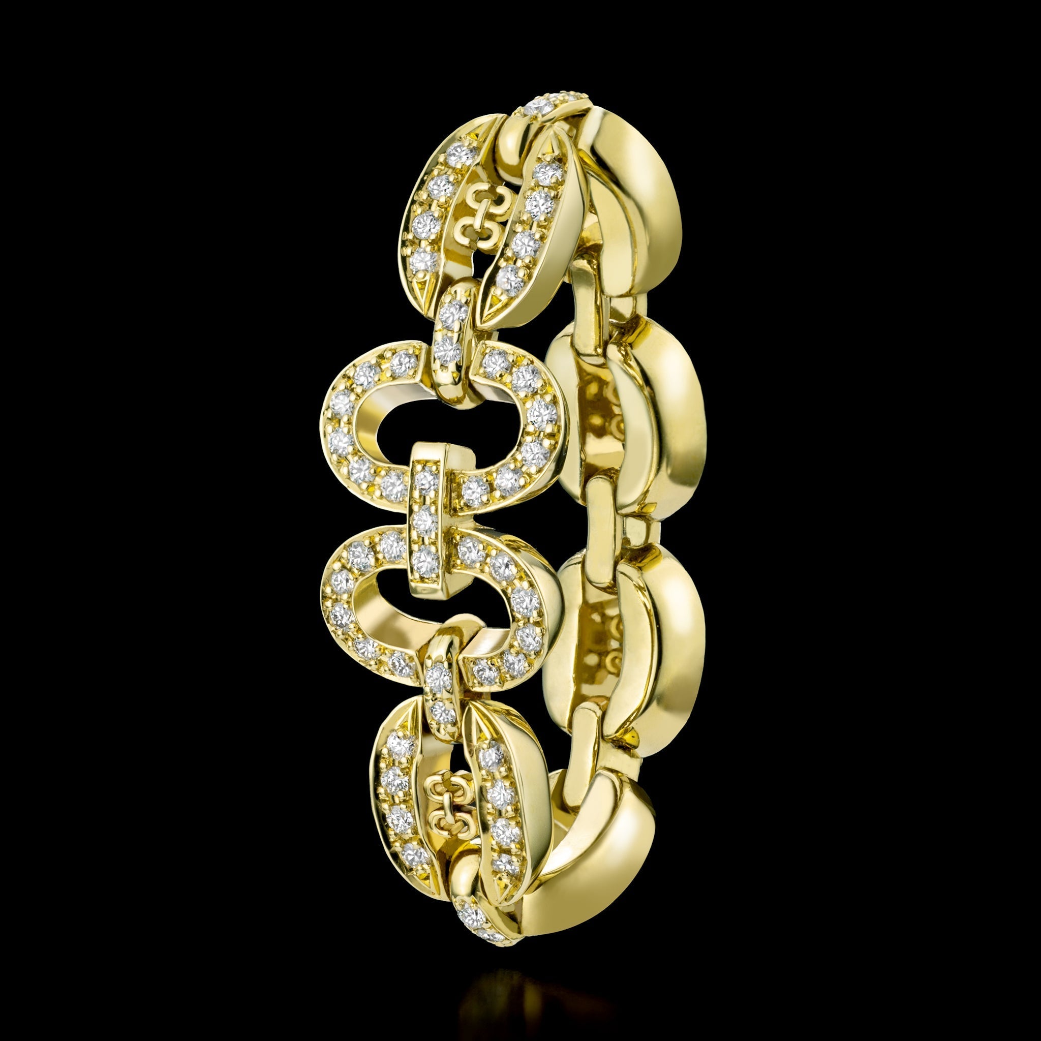 Links Iconic Chain Ring (yellow gold with diamonds)