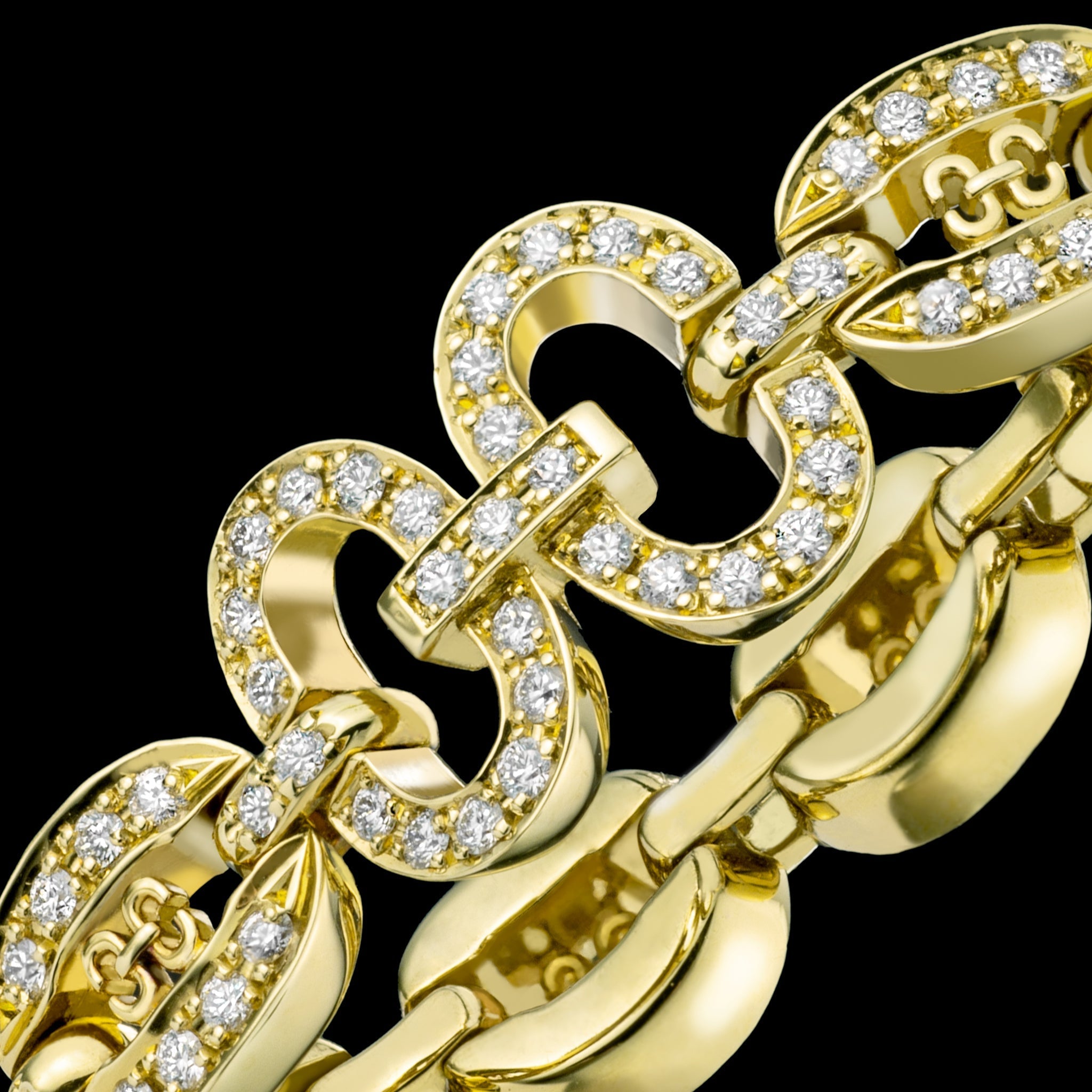 Links Iconic Chain Ring (yellow gold with diamonds)