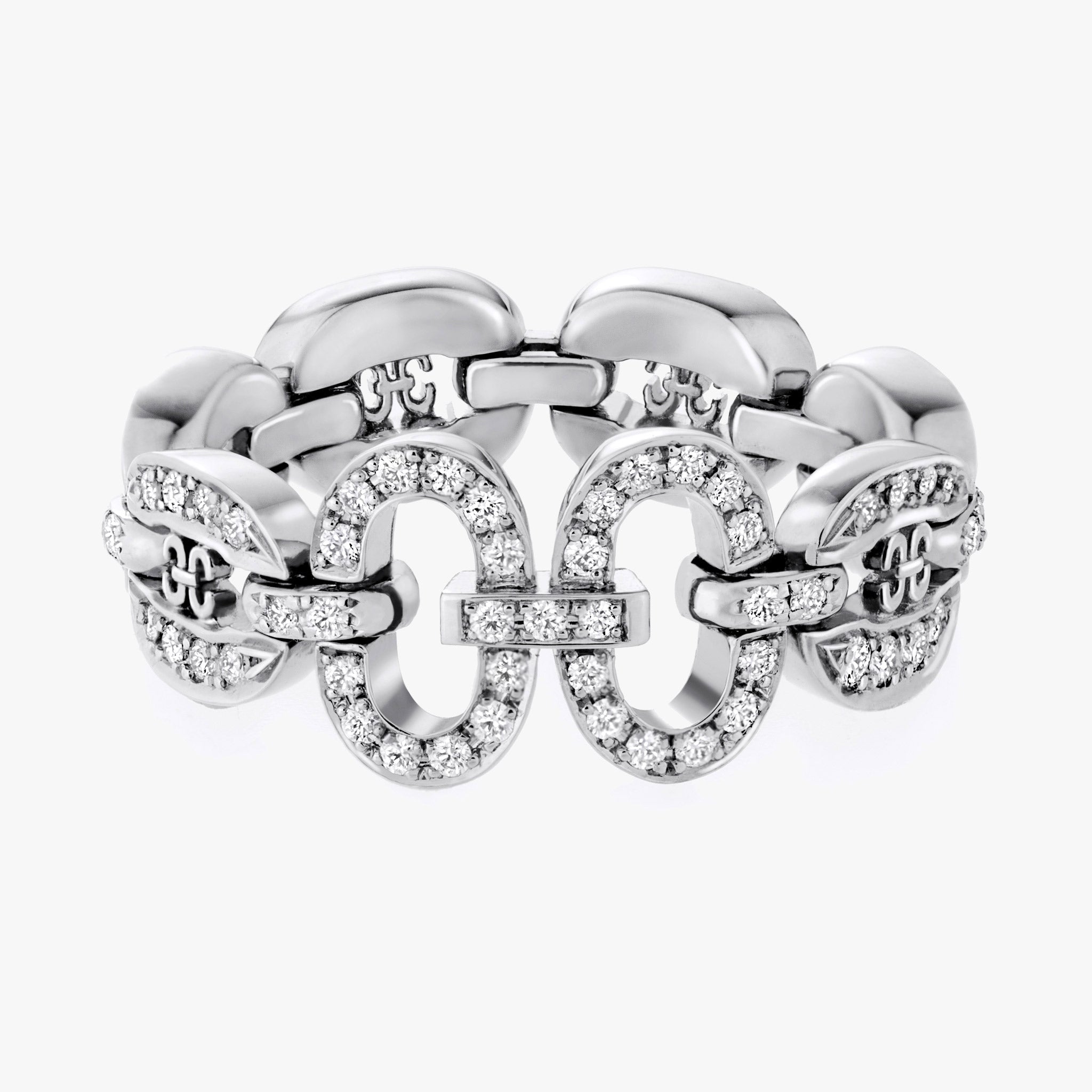 Links Iconic Chain Ring (white gold with diamonds)