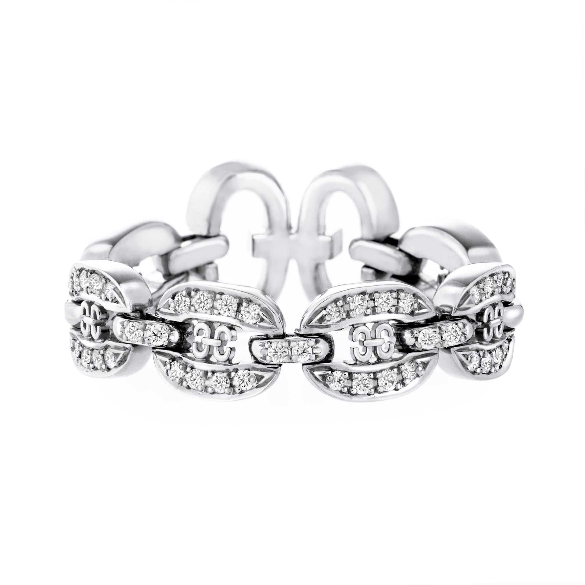 Links Iconic Chain Ring (white gold with diamonds)