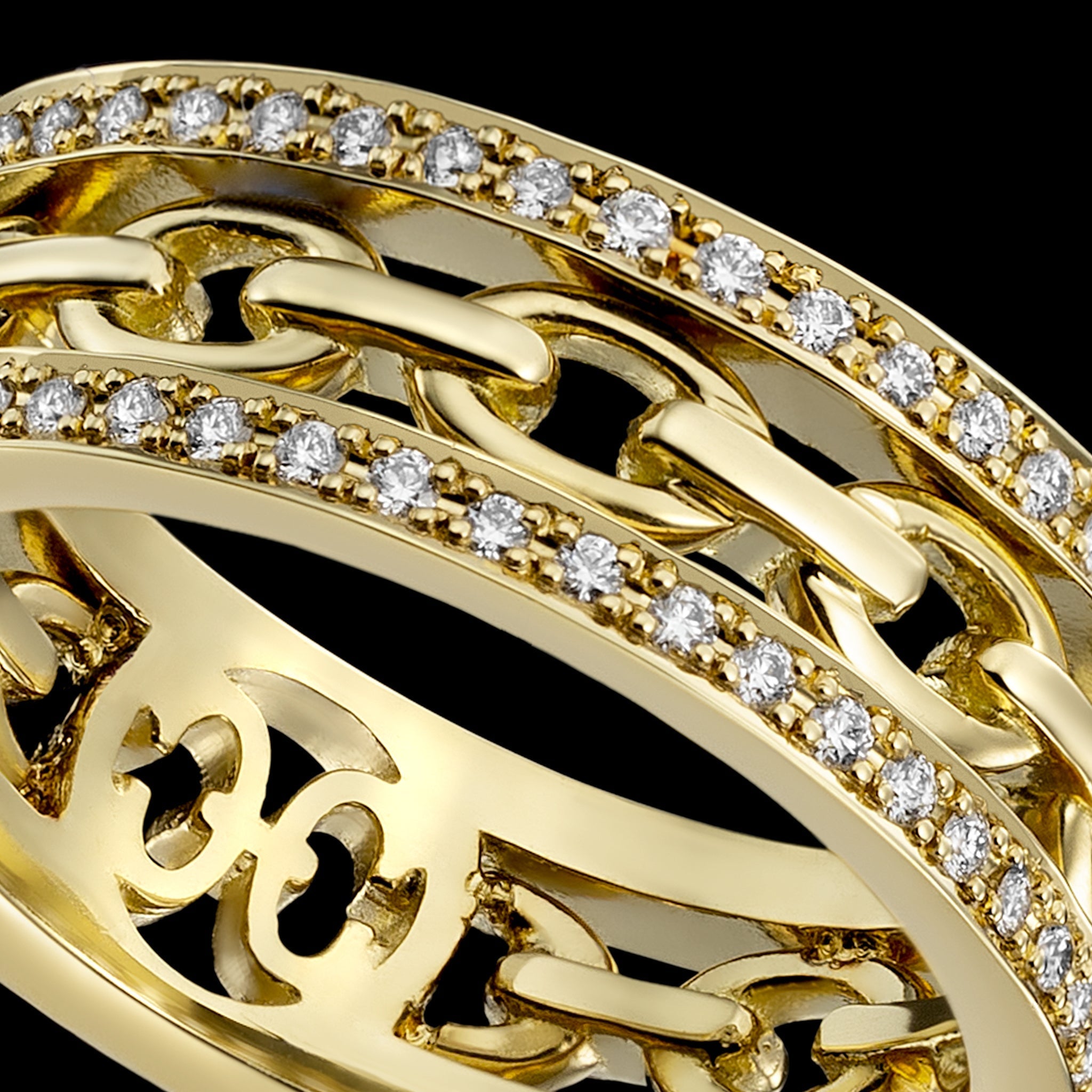 Links Eternal Ring (yellow gold with diamonds)