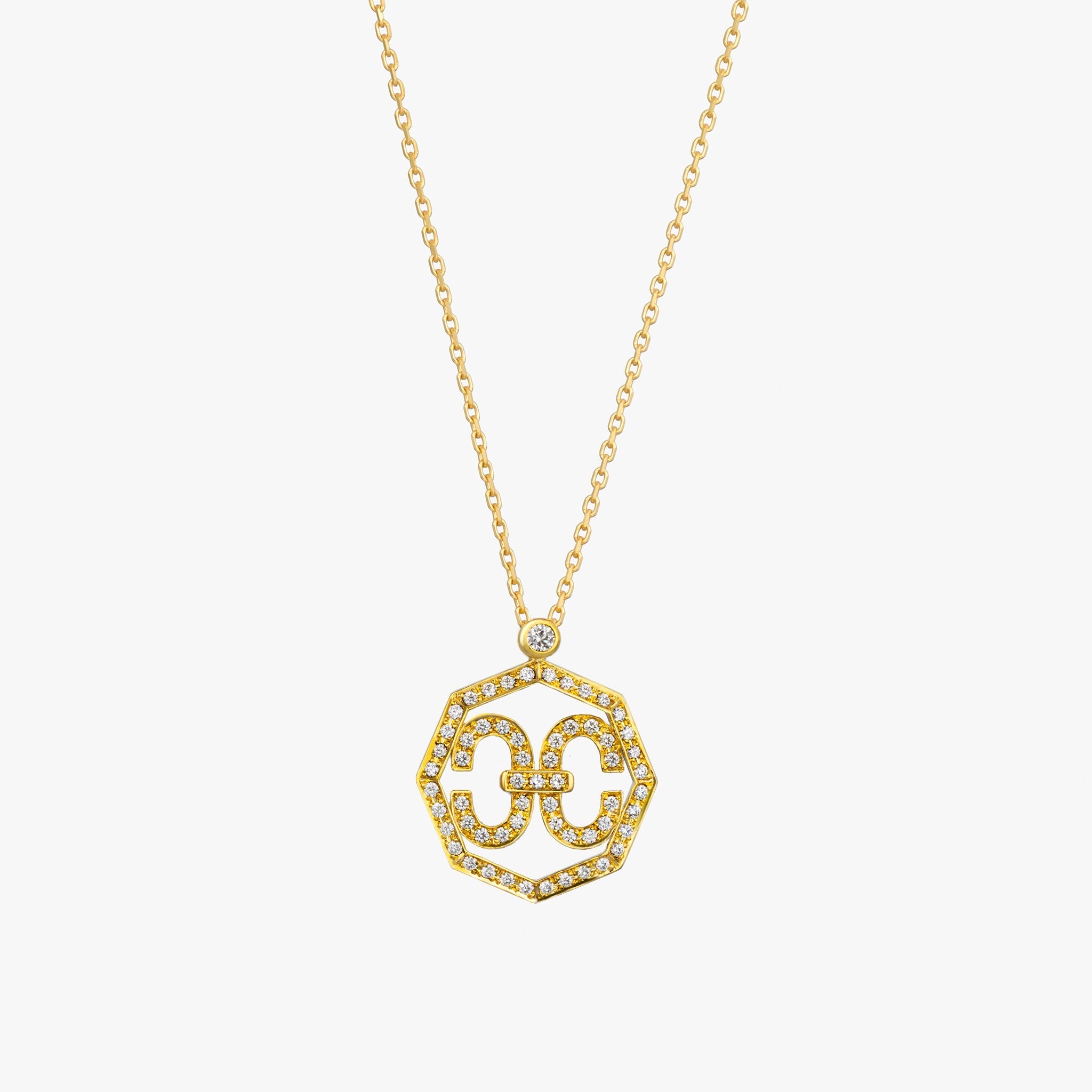 Harmony Iconic Octagon Necklace (yellow gold with melee diamonds)