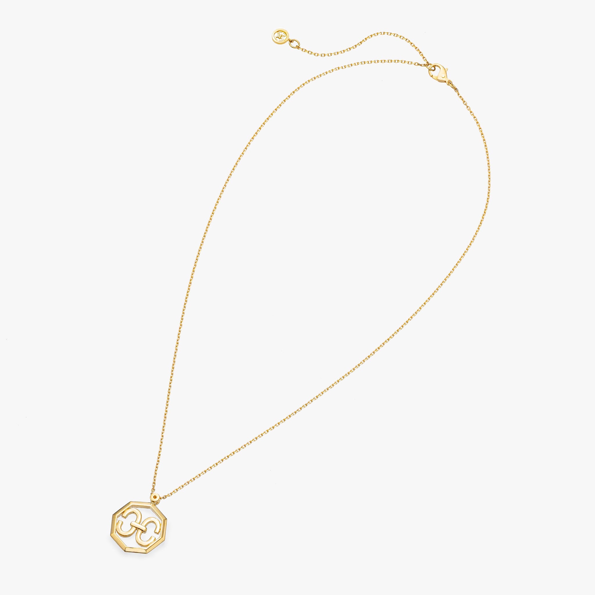 Harmony Iconic Octagon Necklace (yellow gold with melee diamonds)