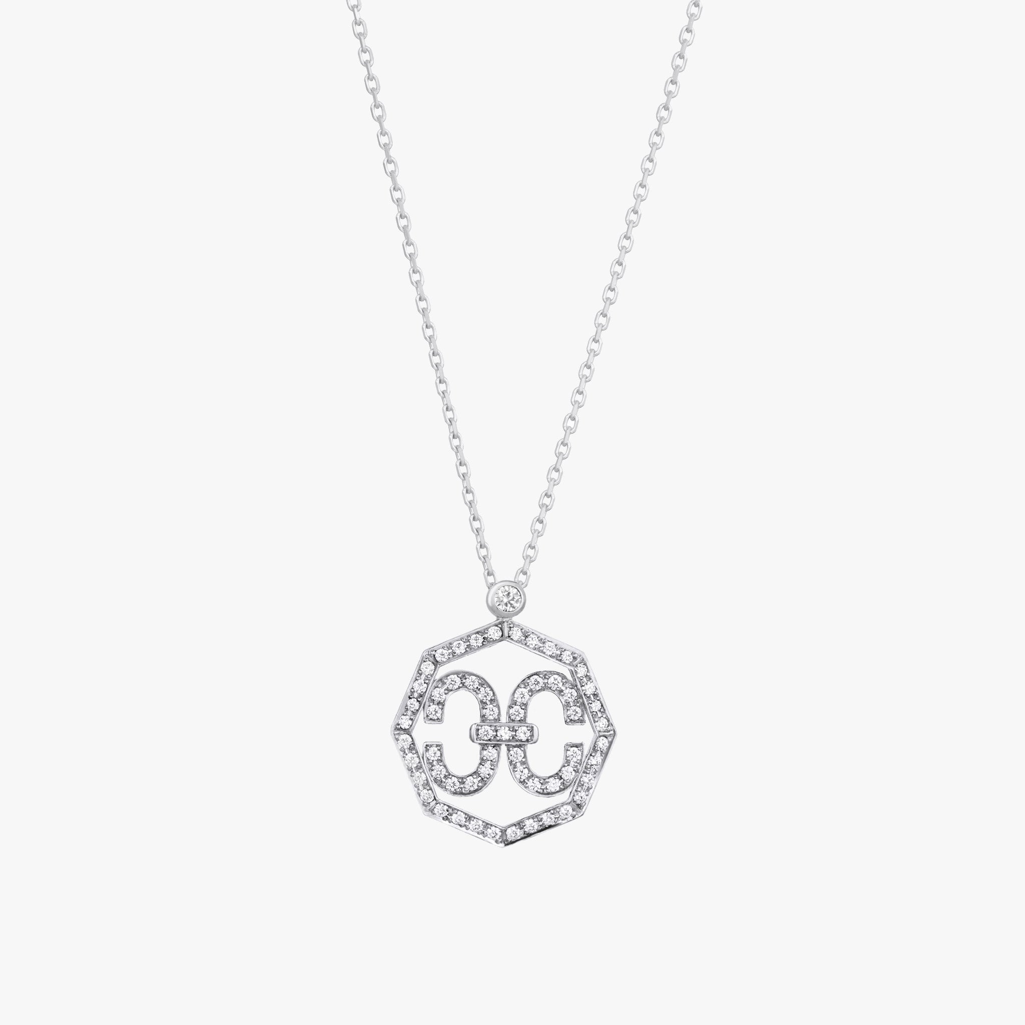 Harmony Iconic Octagon Necklace (white gold with melee diamonds)