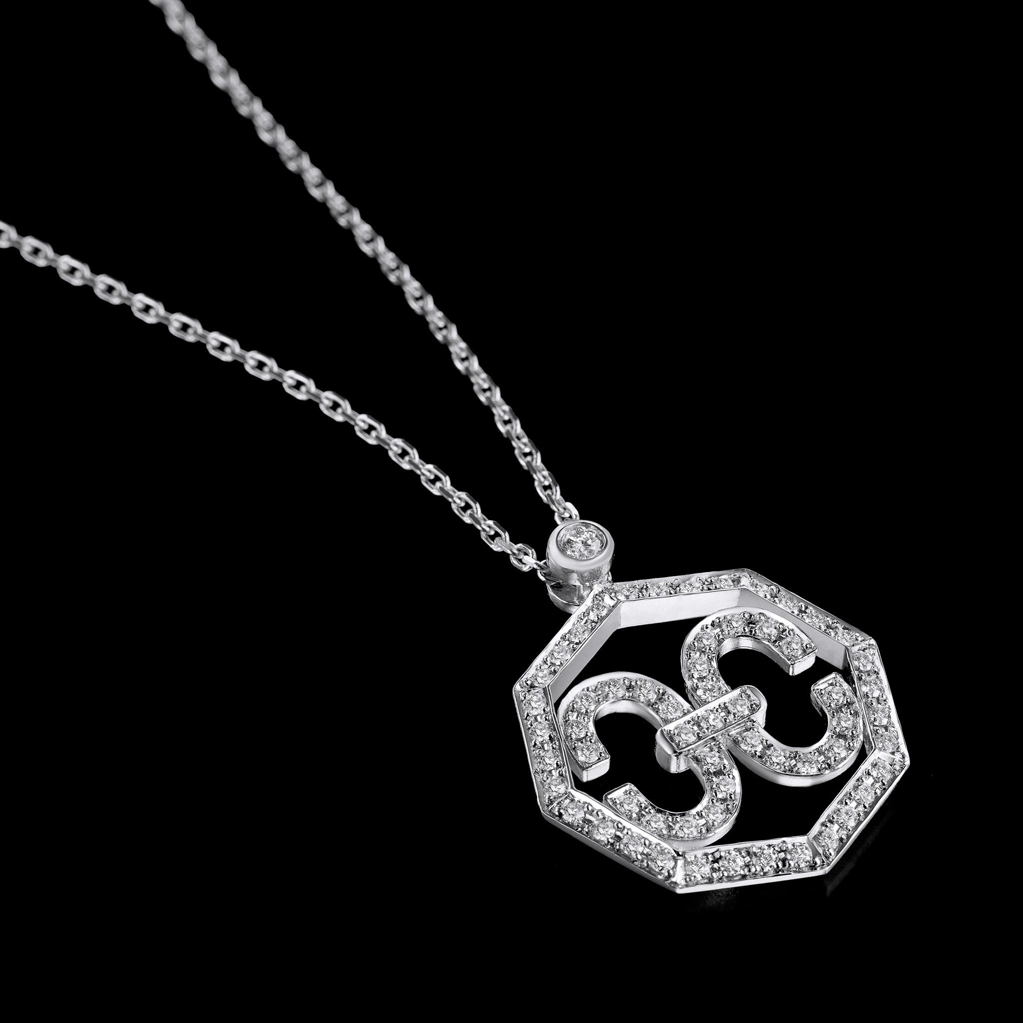 Harmony Iconic Octagon Necklace (white gold with melee diamonds)