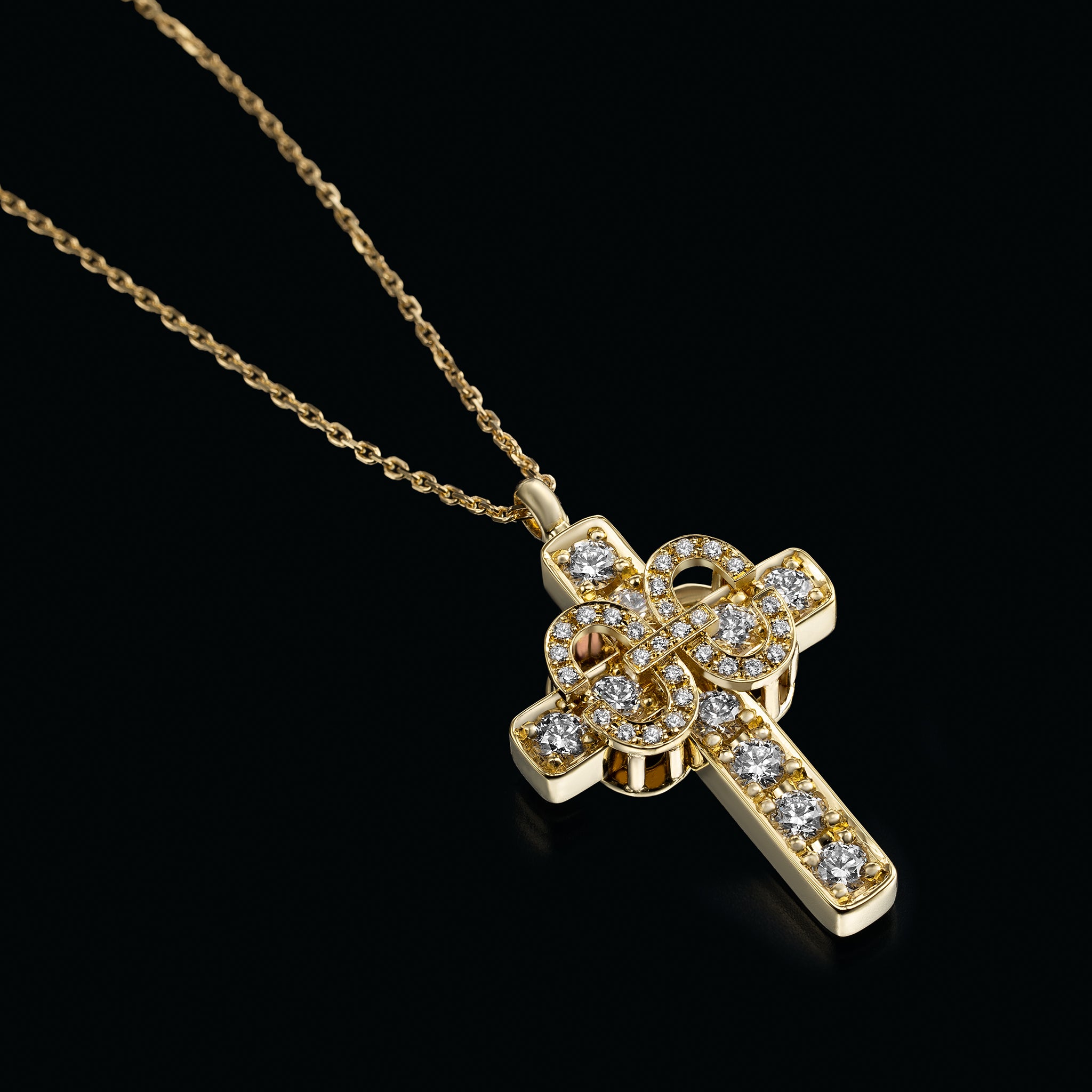 Harmony Iconic Cross Necklace (yellow gold with diamonds)