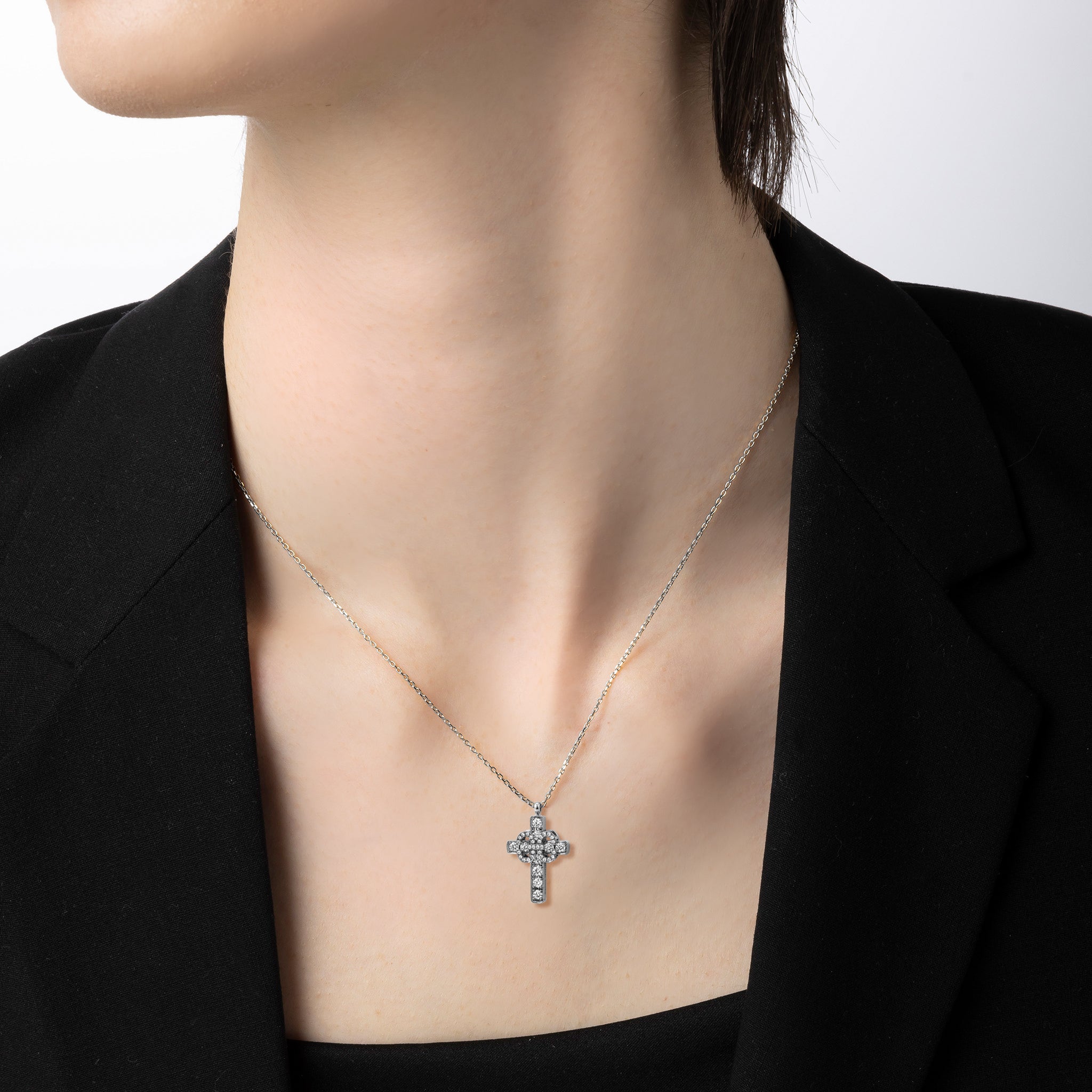 Harmony Iconic Cross Necklace (white gold with diamonds)