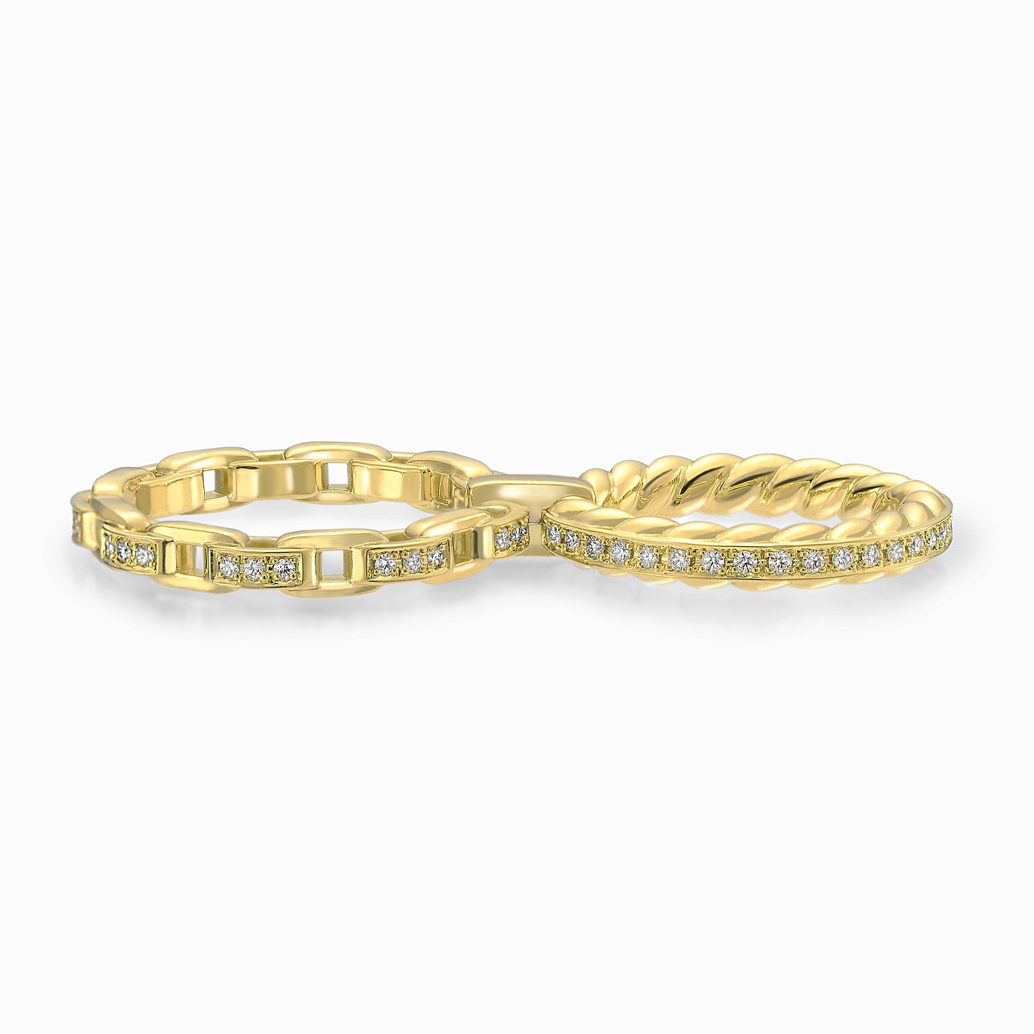 Harmony Twin Ring (yellow gold with diamonds)