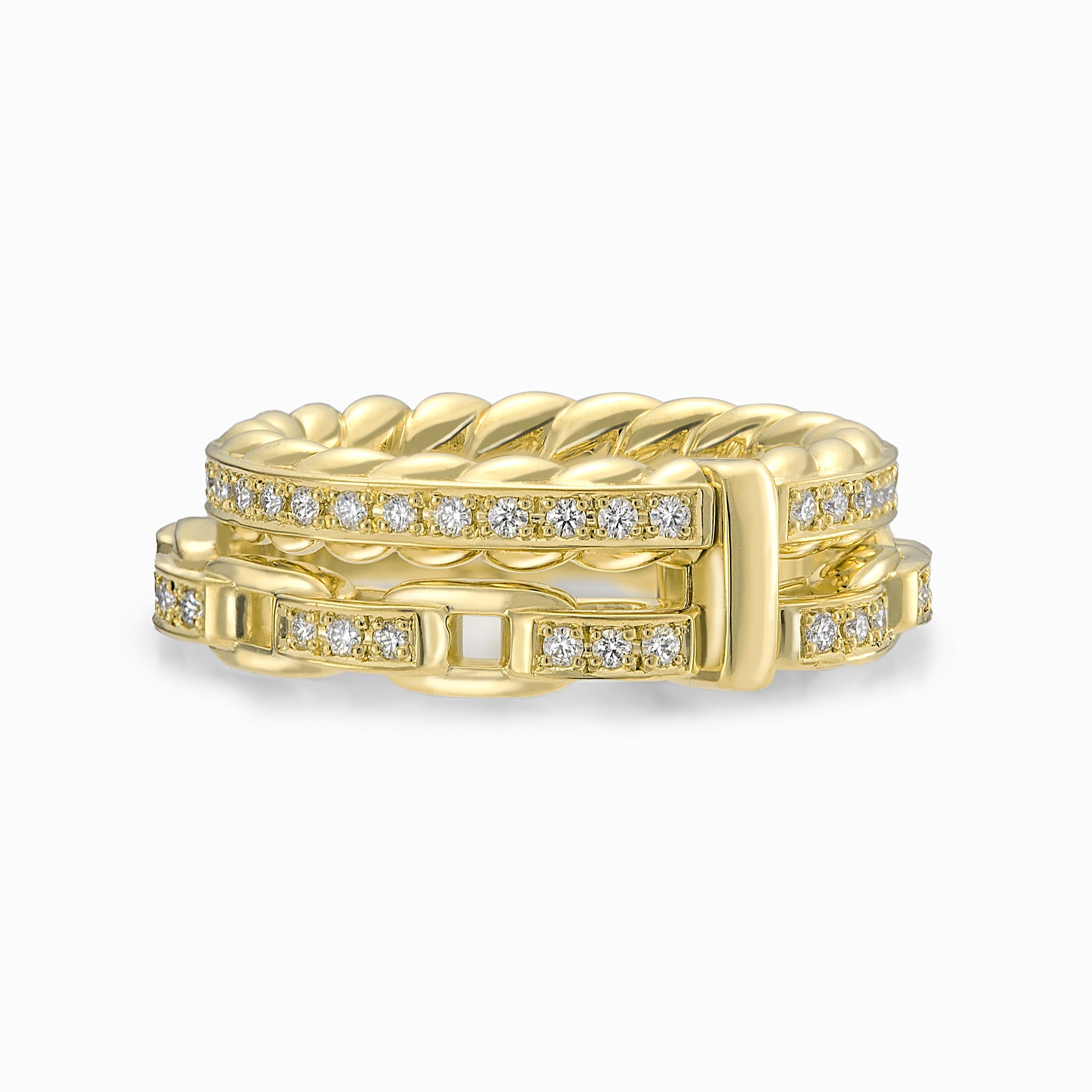 Harmony Twin Ring (yellow gold with diamonds)