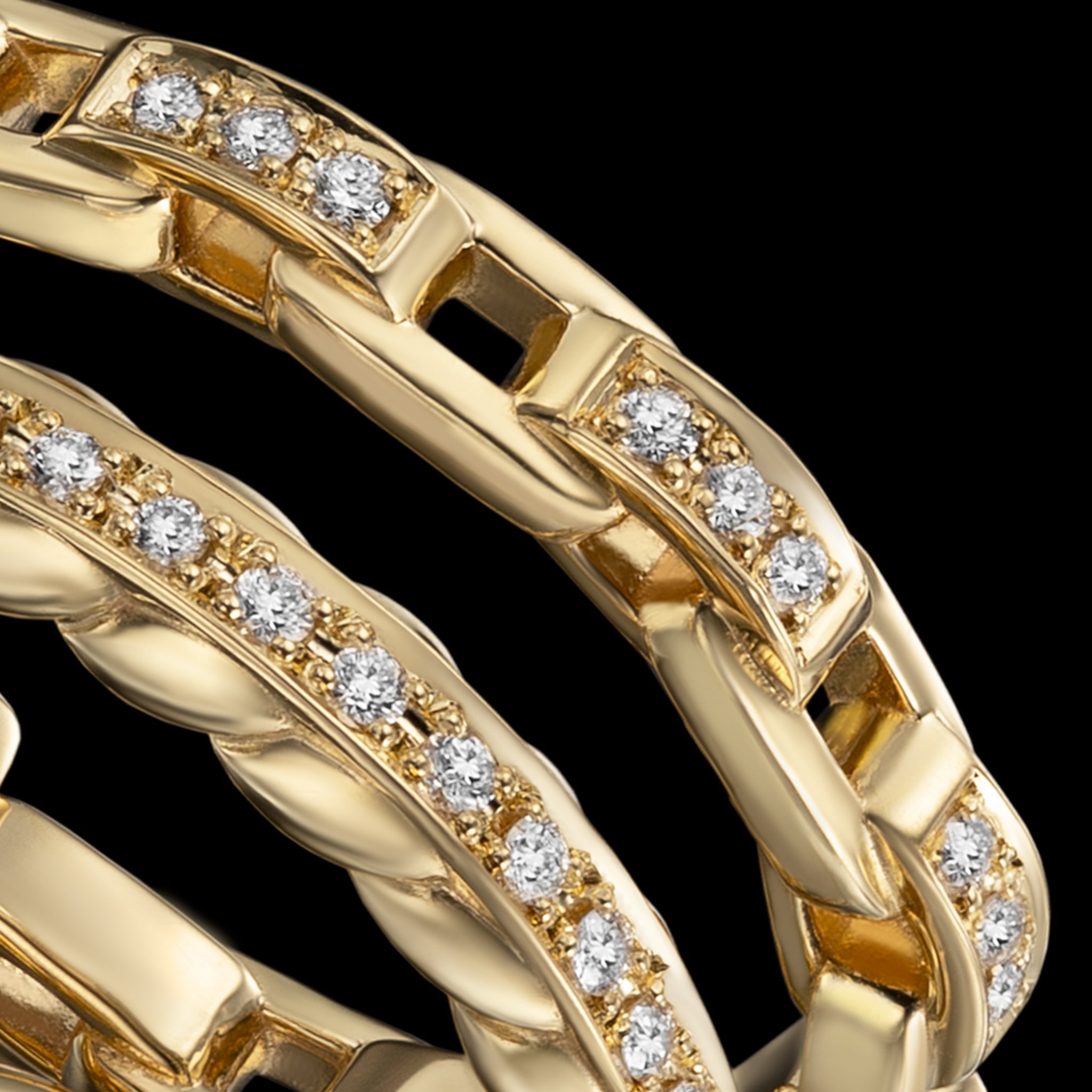 Harmony Twin Ring (yellow gold with diamonds)