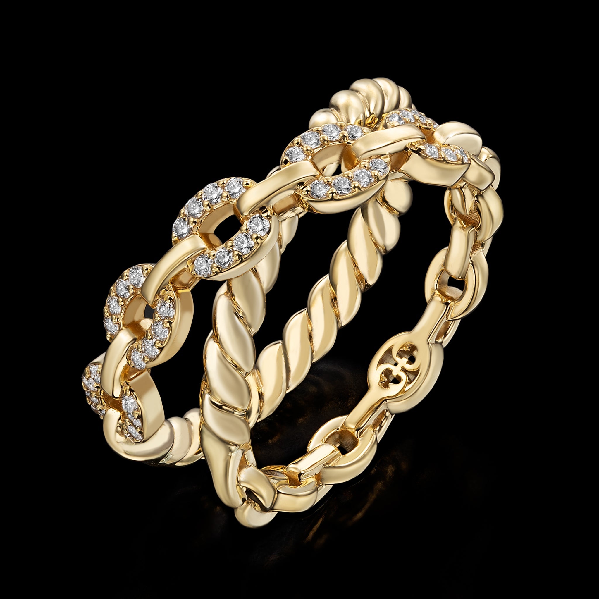 Harmony Crossover Ring (yellow gold with diamonds)