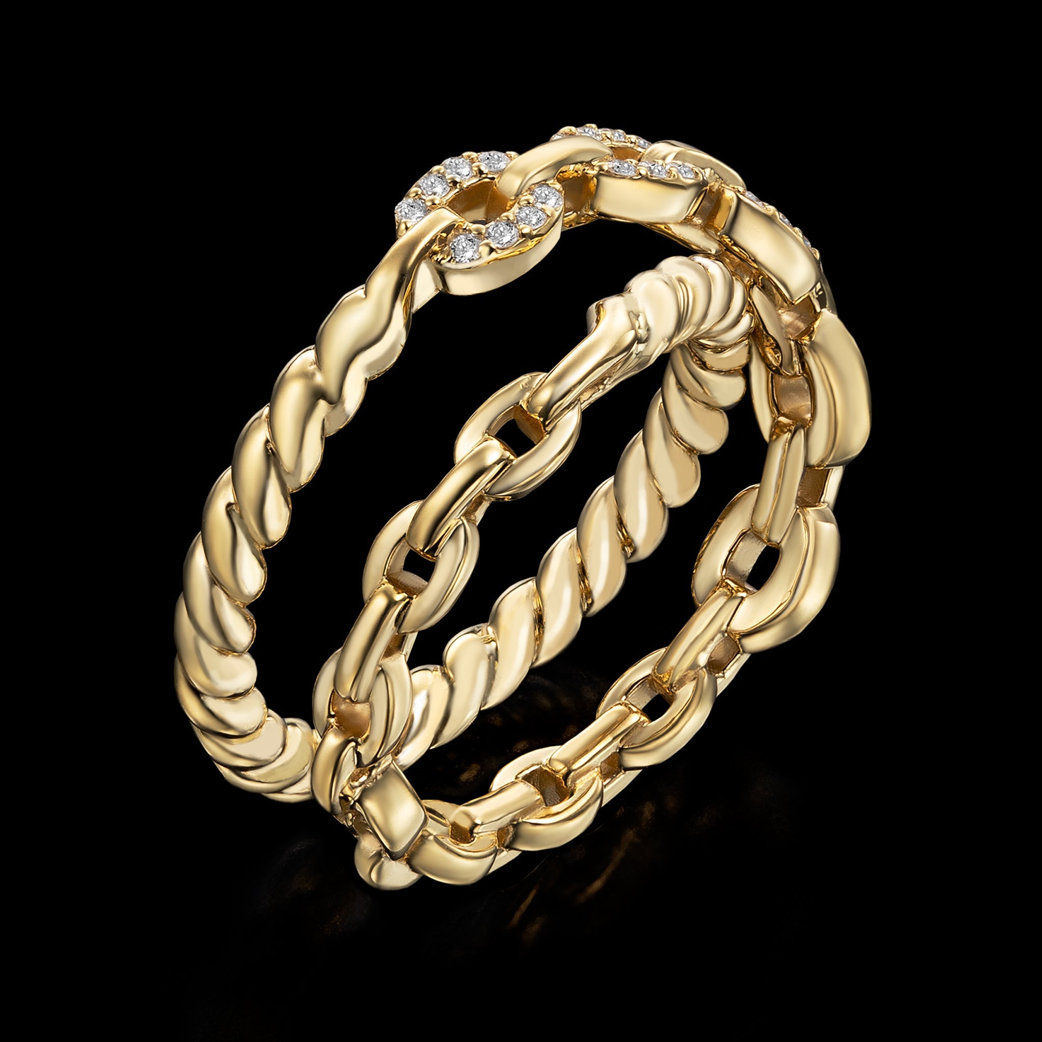 Harmony Crossover Ring (yellow gold with diamonds)