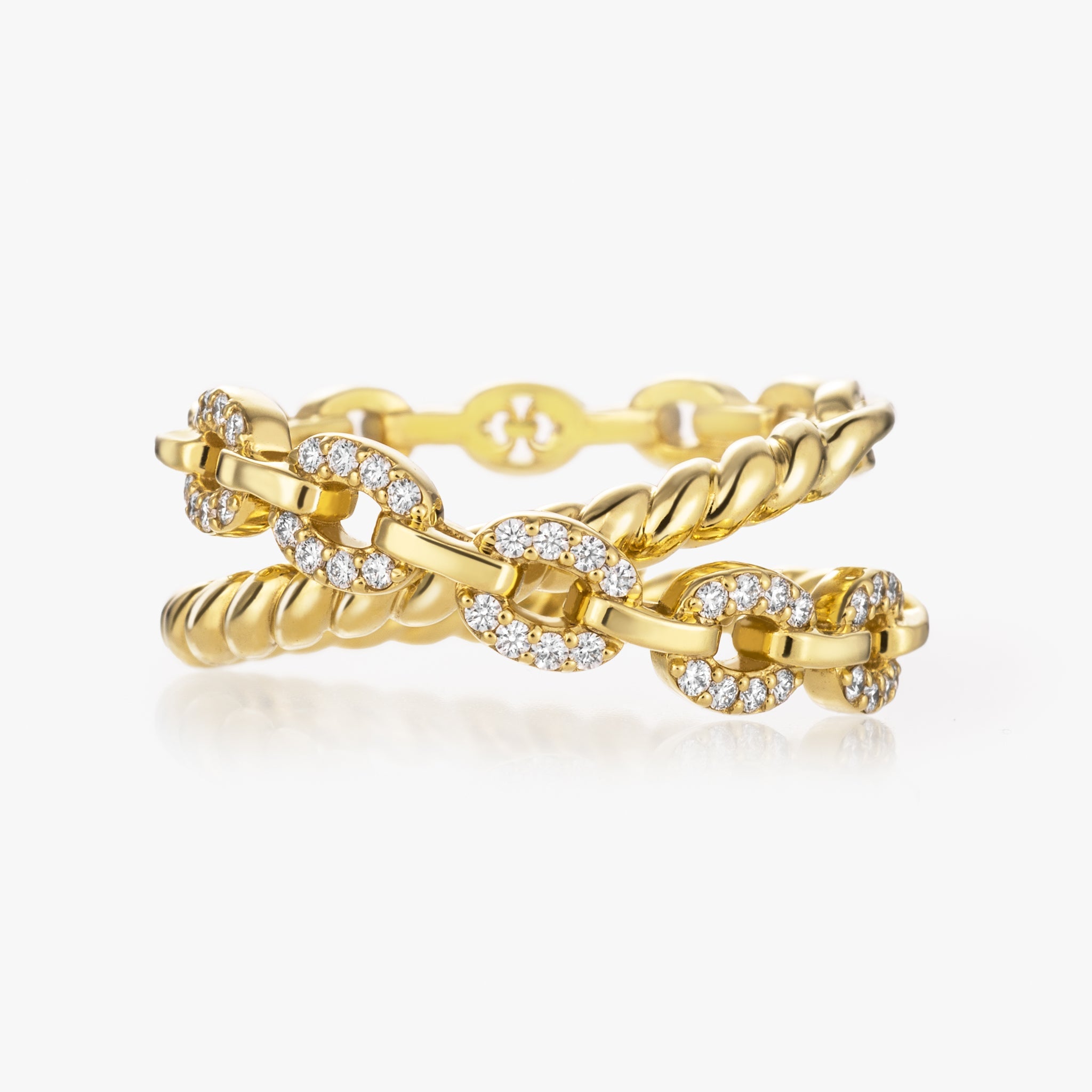 Harmony Crossover Ring (yellow gold with diamonds)