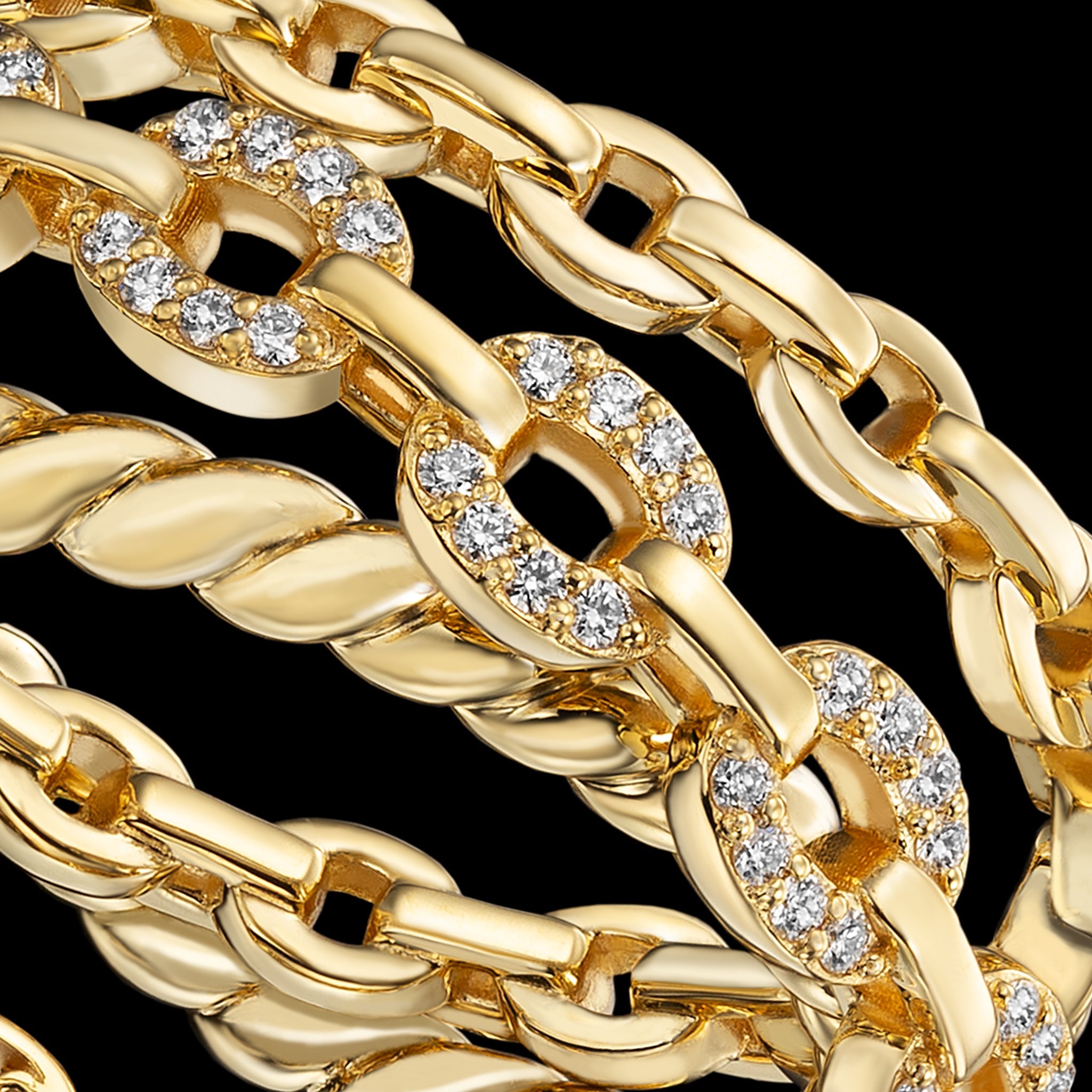 Harmony Double Crossover Ring (yellow gold with diamonds)