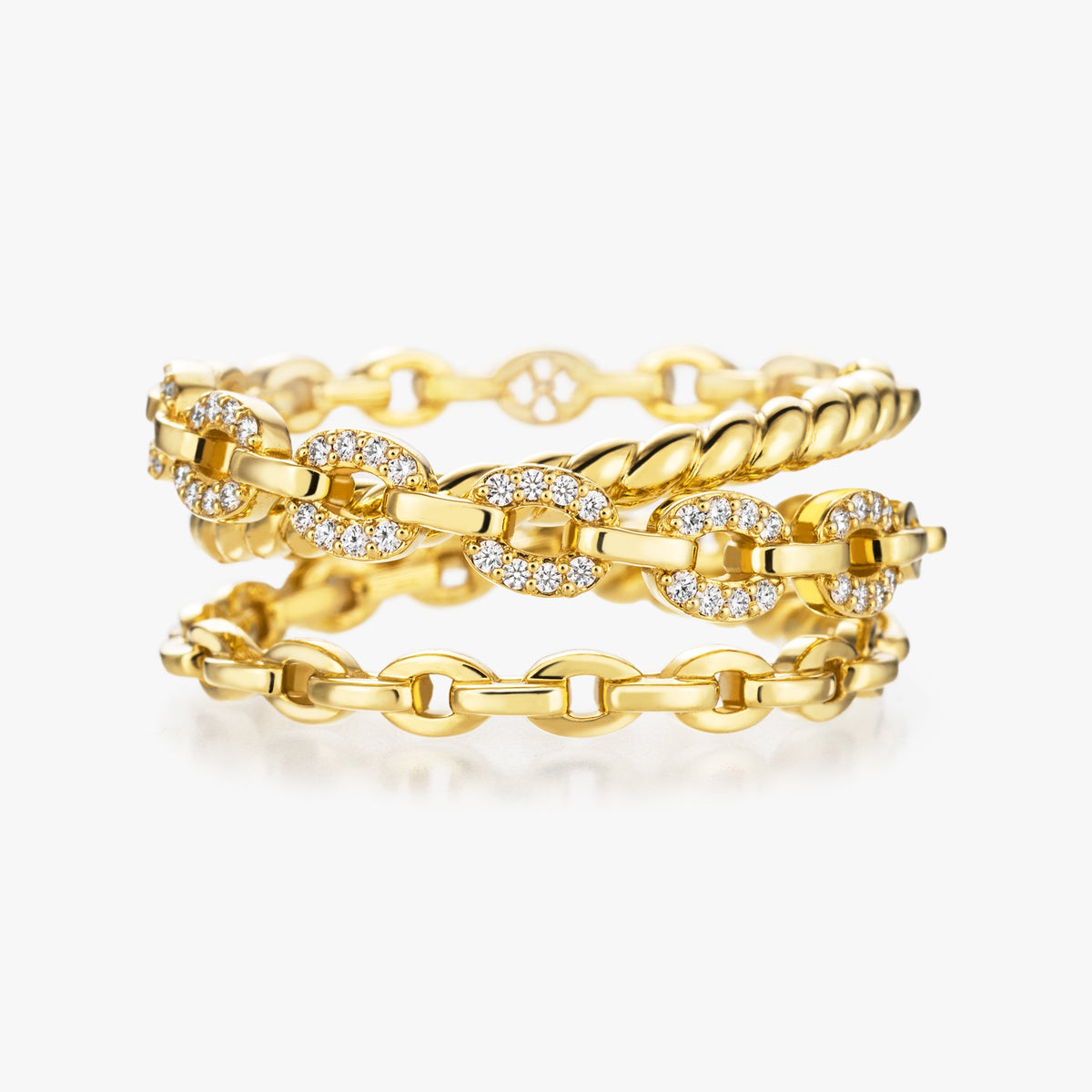 Harmony Double Crossover Ring (yellow gold with diamonds)