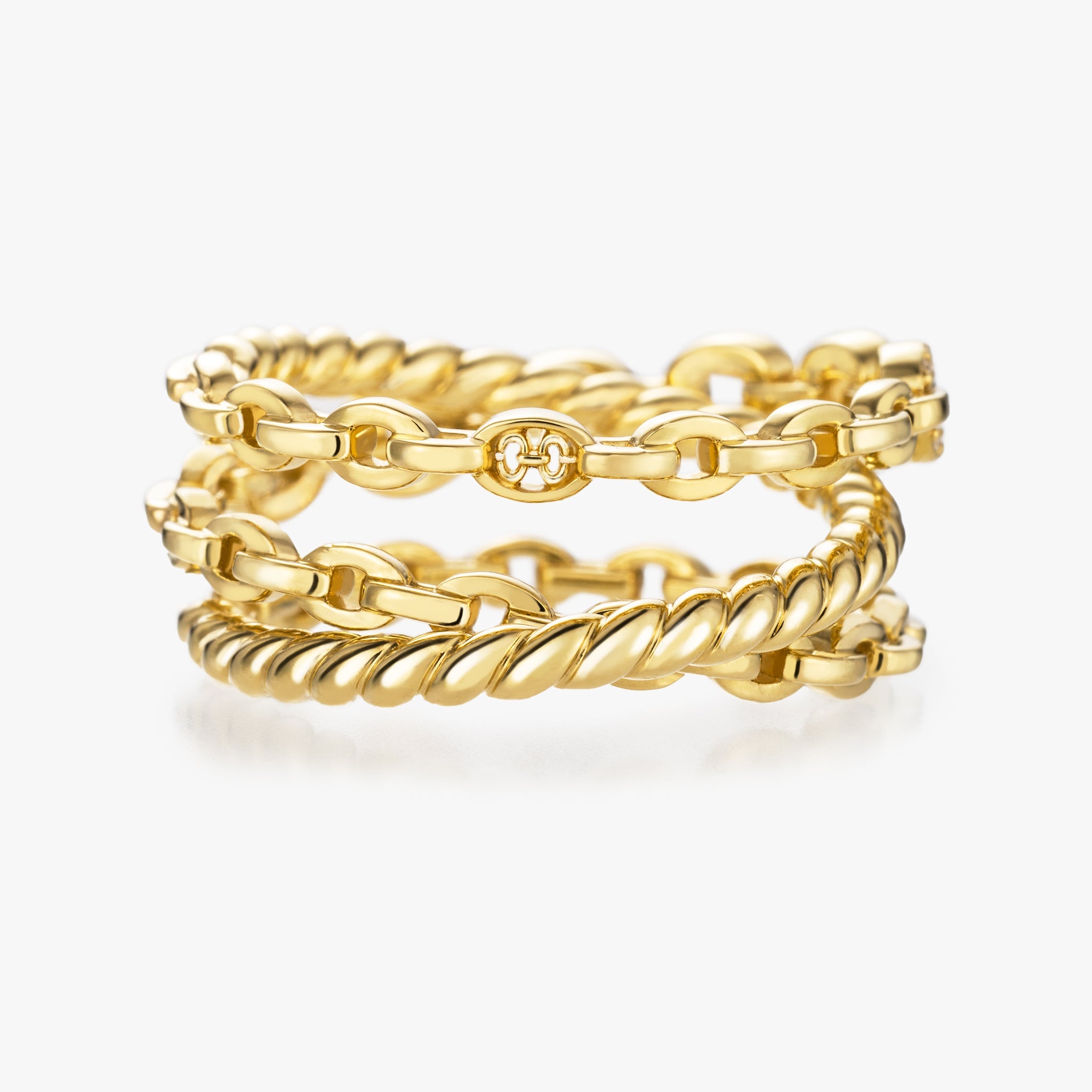 Harmony Double Crossover Ring (yellow gold with diamonds)