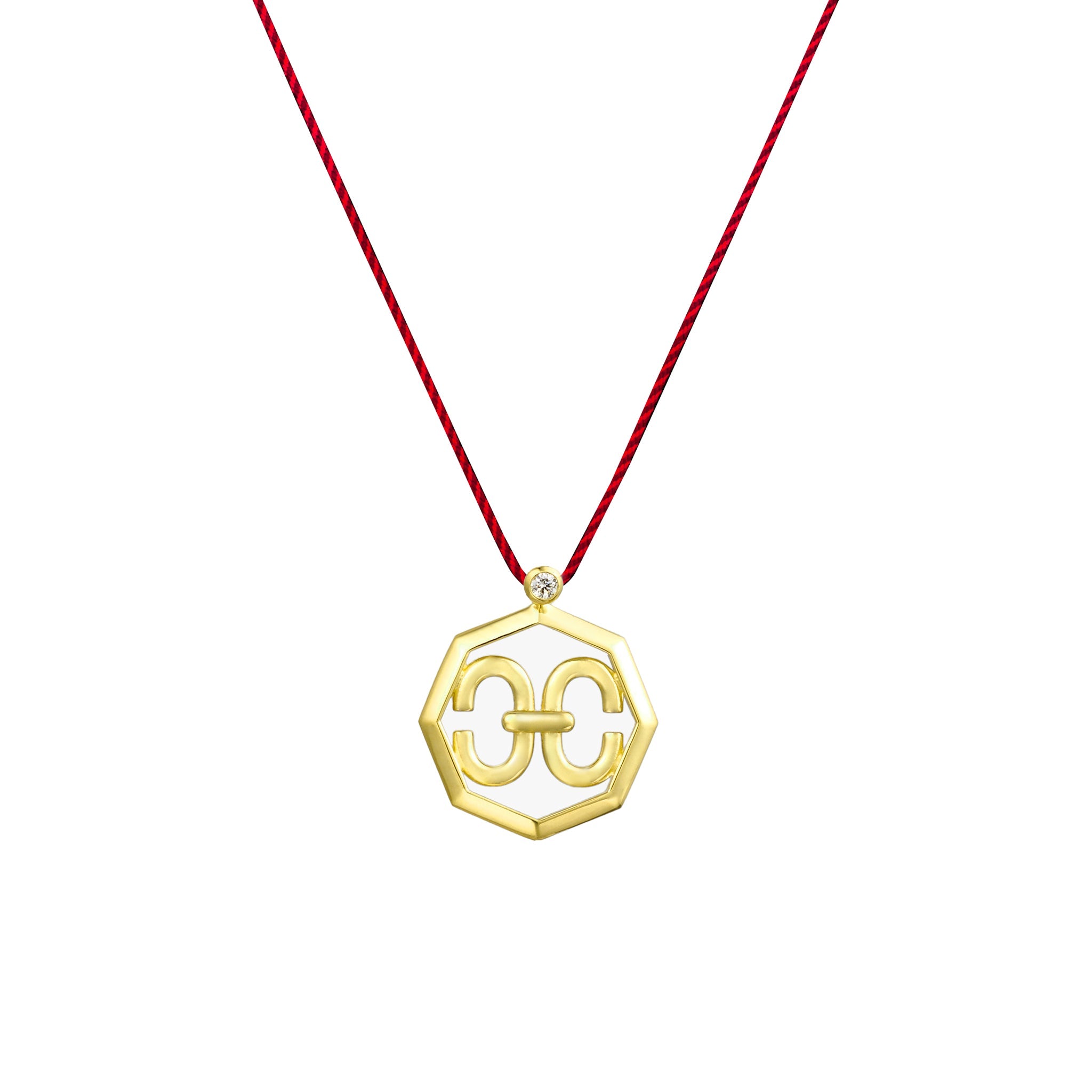 Harmony Iconic Octagon Samurai Braided Cord Necklace (yellow gold)