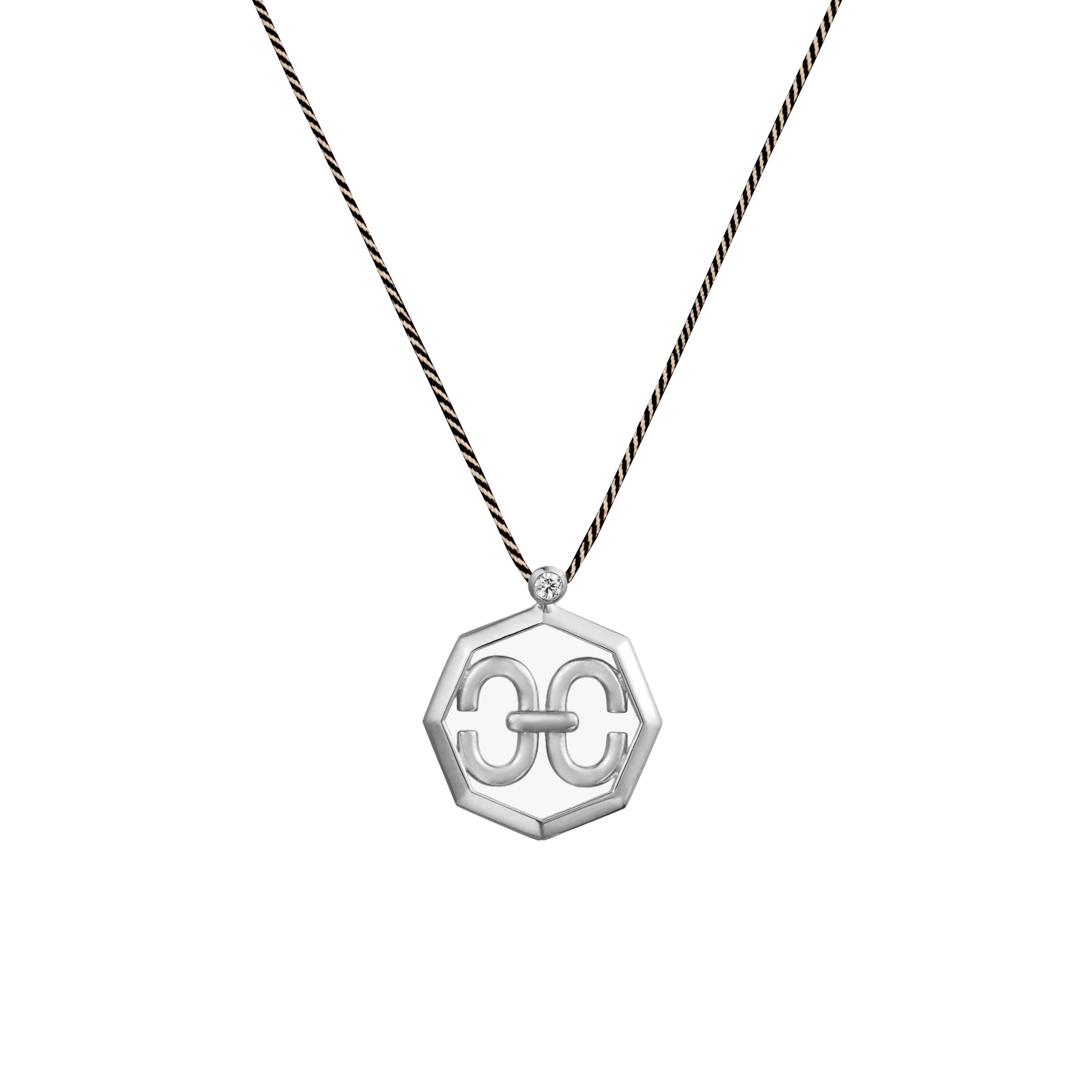 Harmony Iconic Octagon Samurai Braided Cord Necklace (white gold)