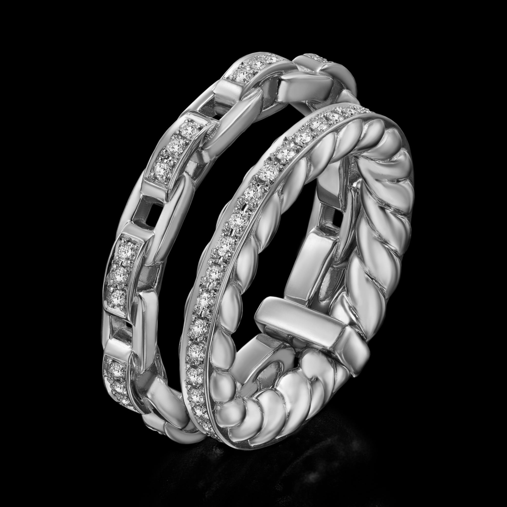 Harmony Twin Ring (white gold with diamonds)