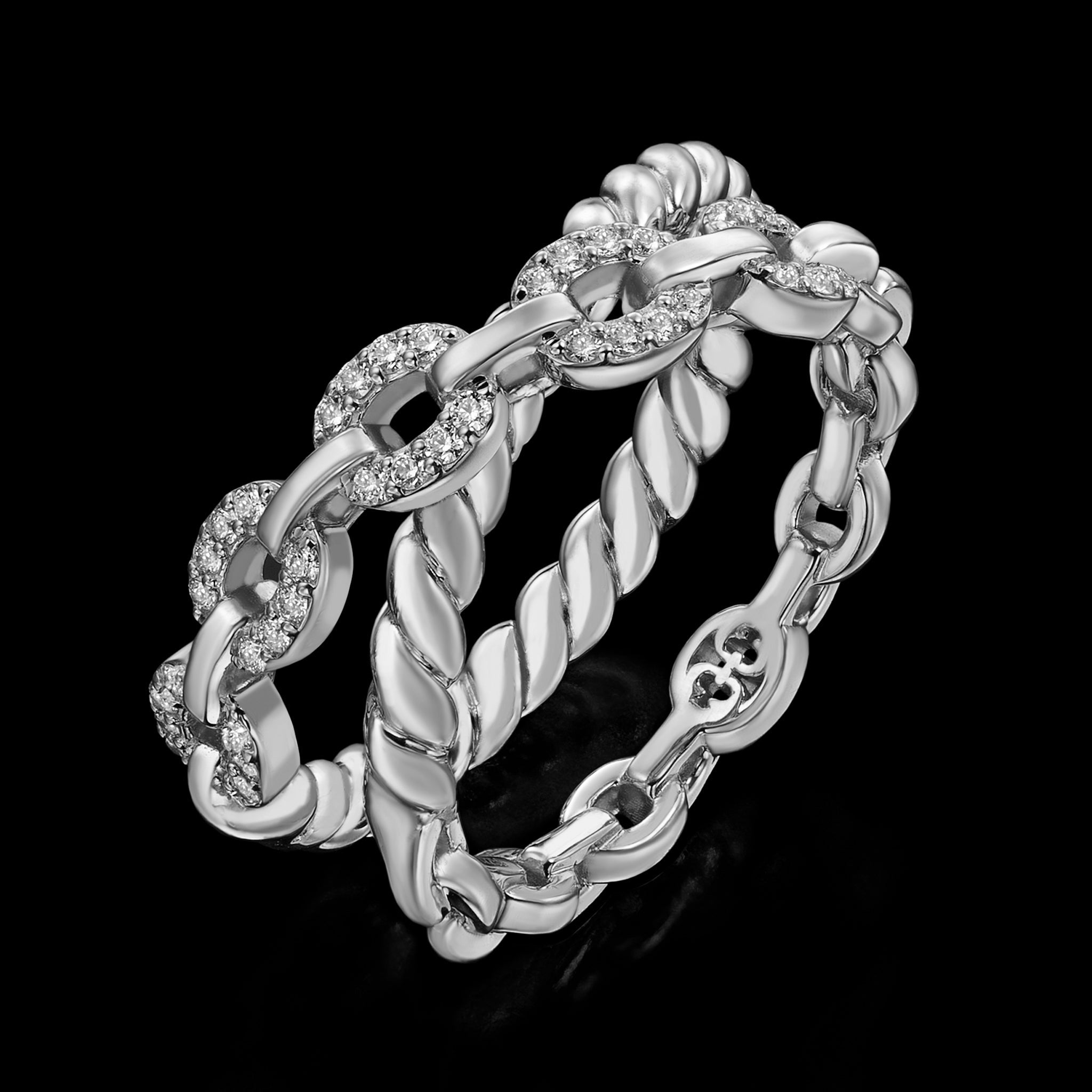 Harmony Crossover Ring (white gold with diamonds)