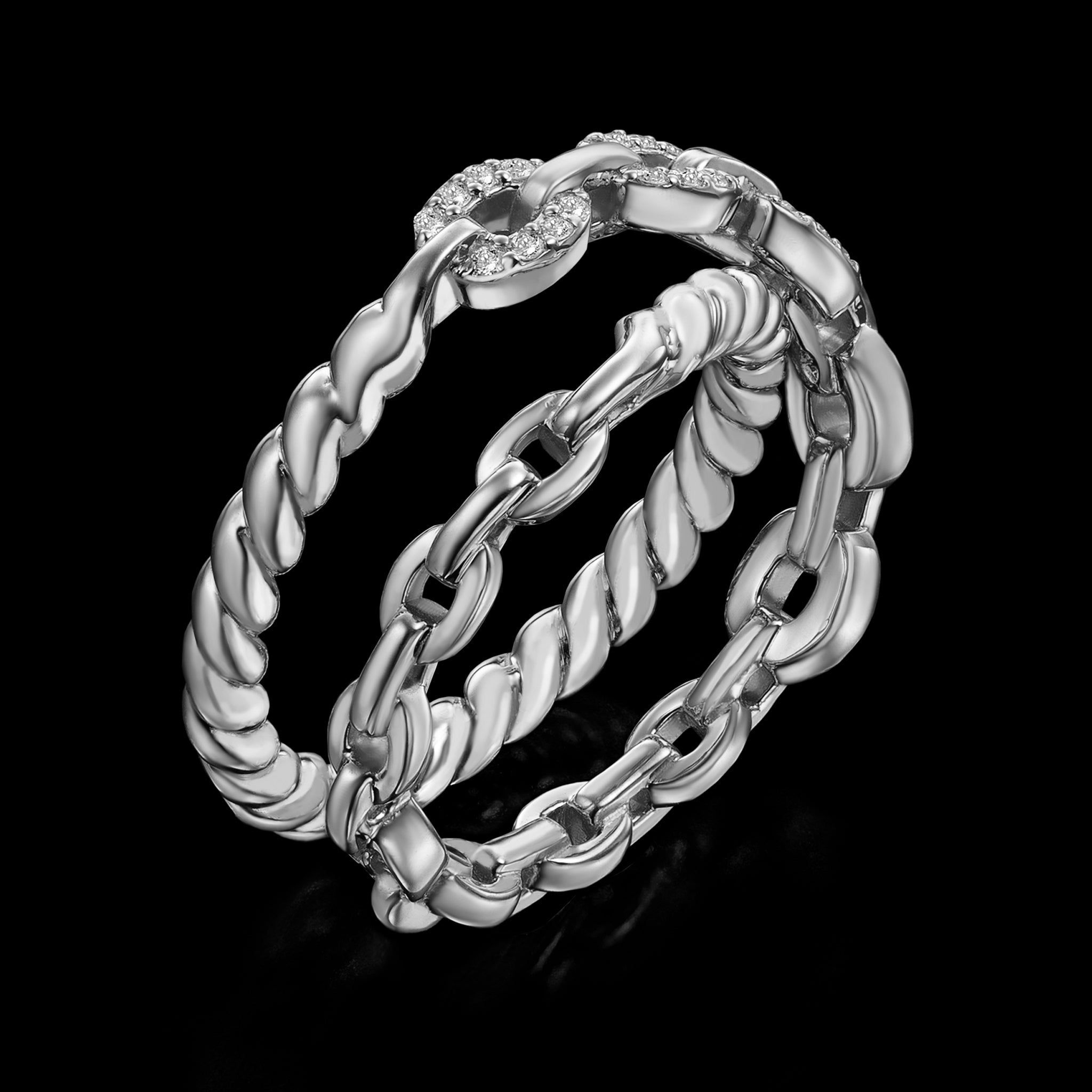 Harmony Crossover Ring (white gold with diamonds)