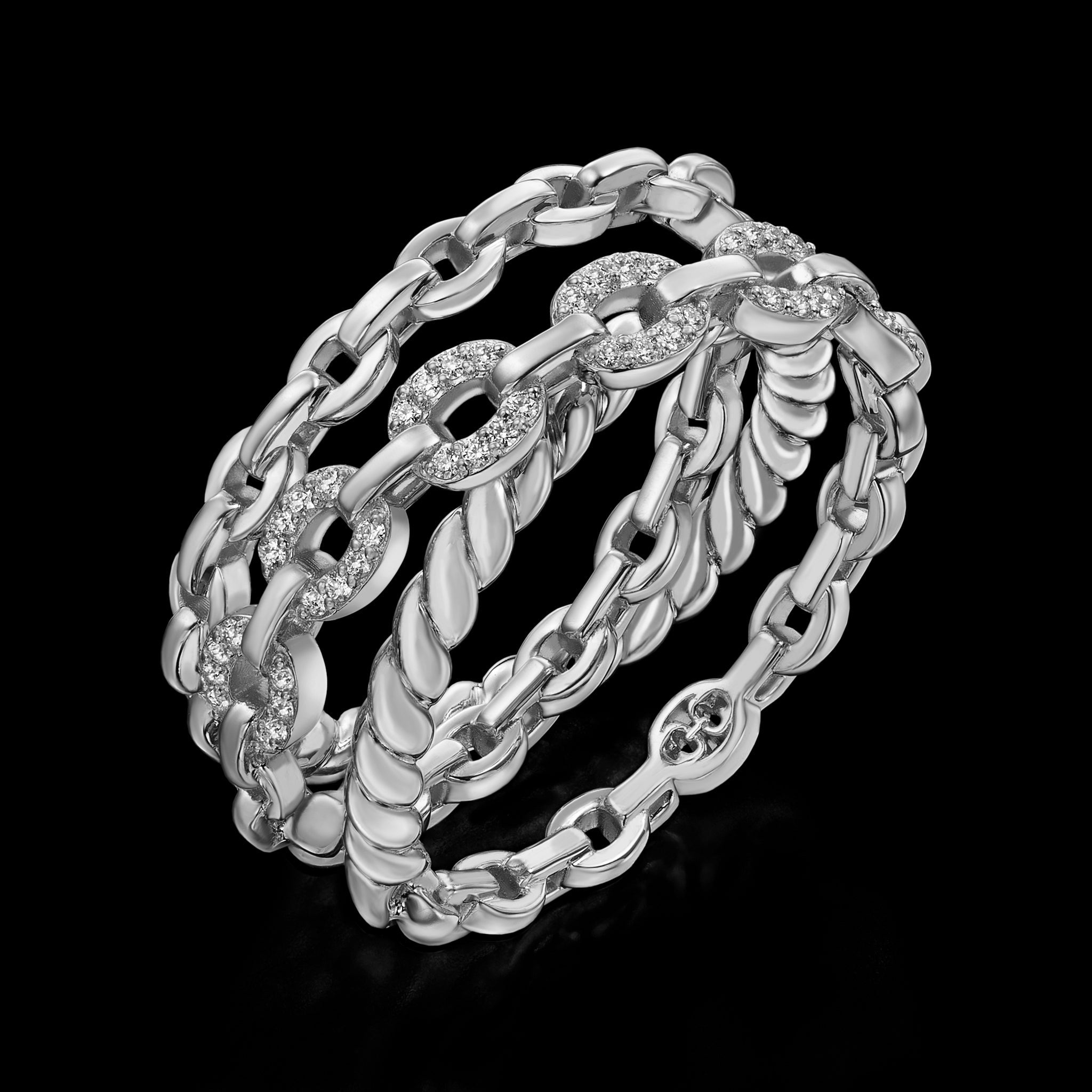 Harmony Double Crossover Ring (white gold with diamonds)