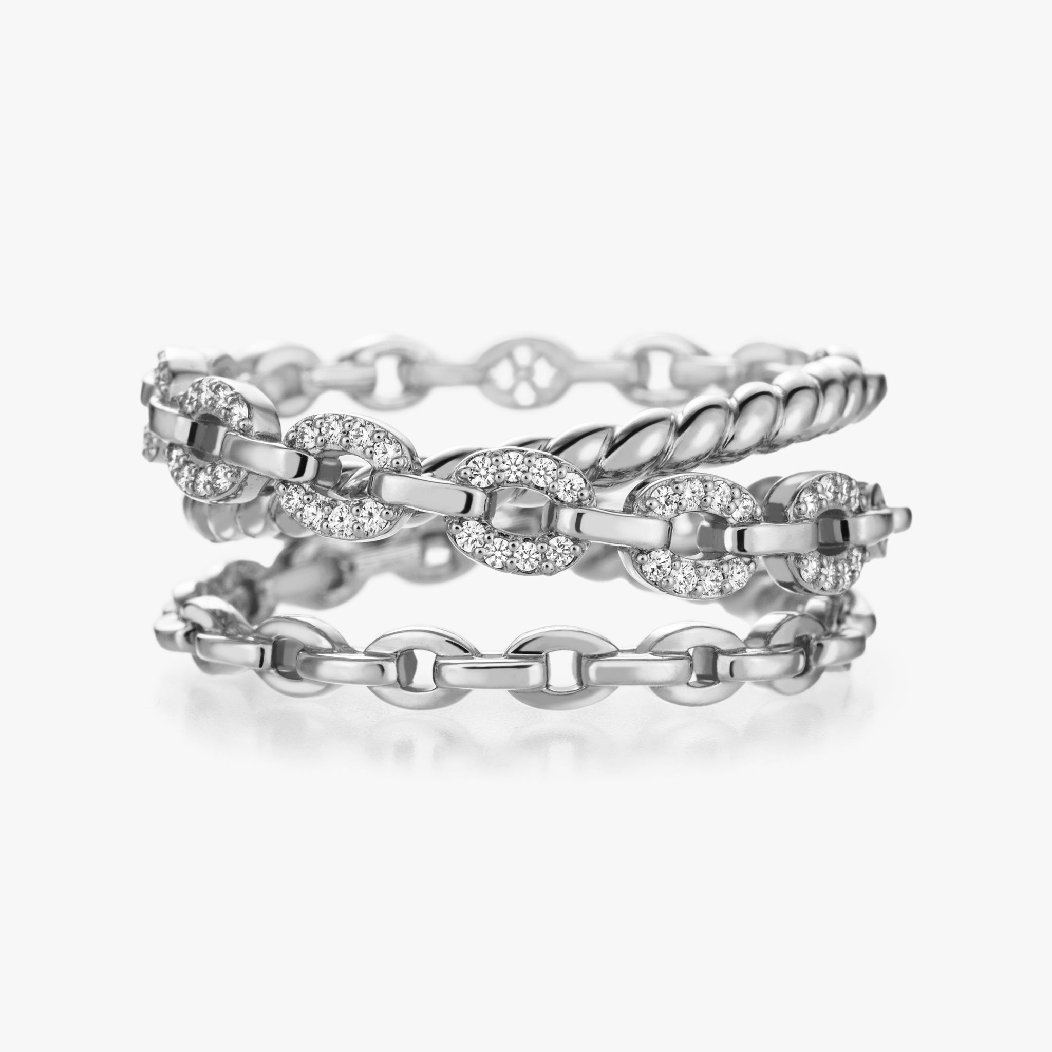 Harmony Double Crossover Ring (white gold with diamonds)