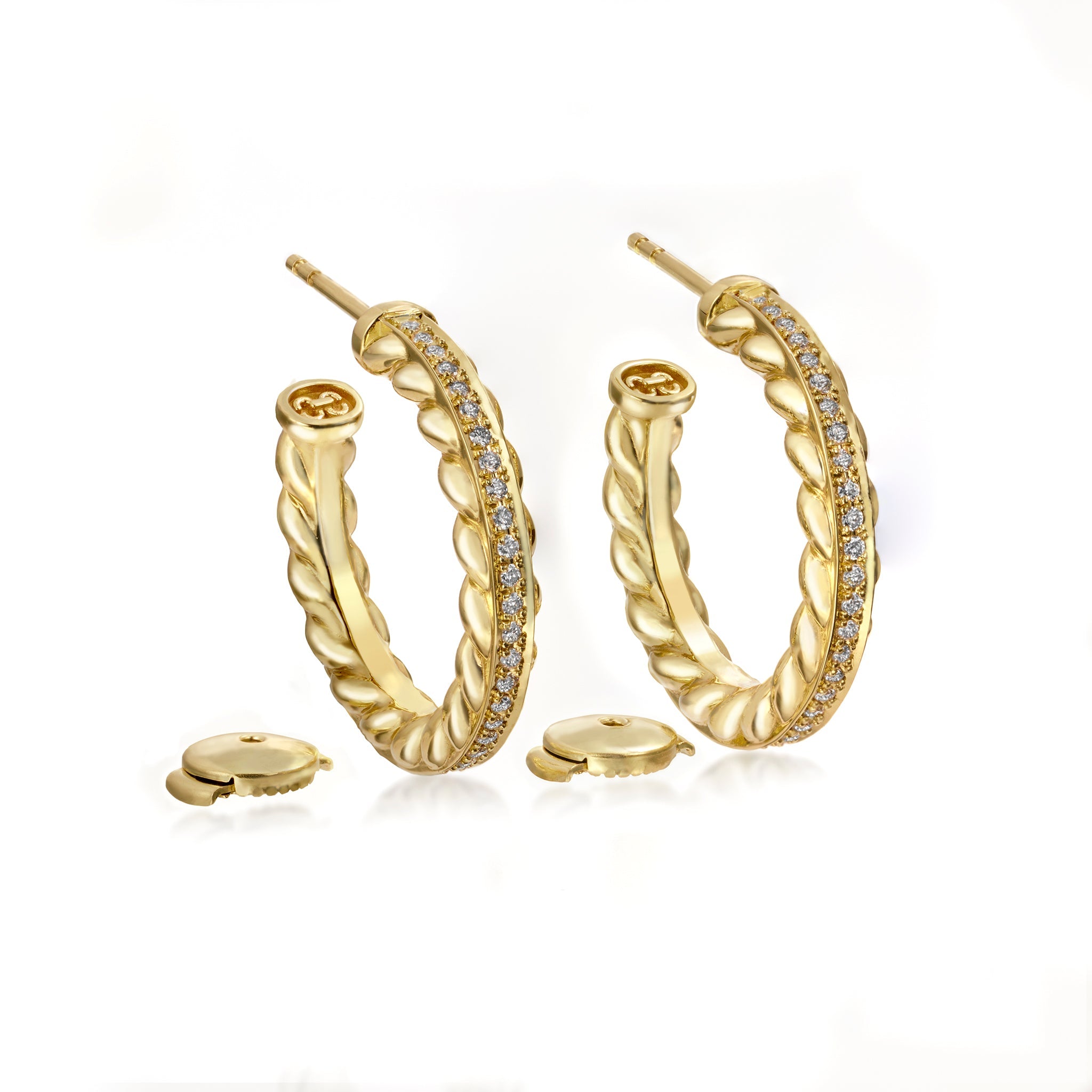 Birth Narrow Earrings (yellow gold with diamonds)