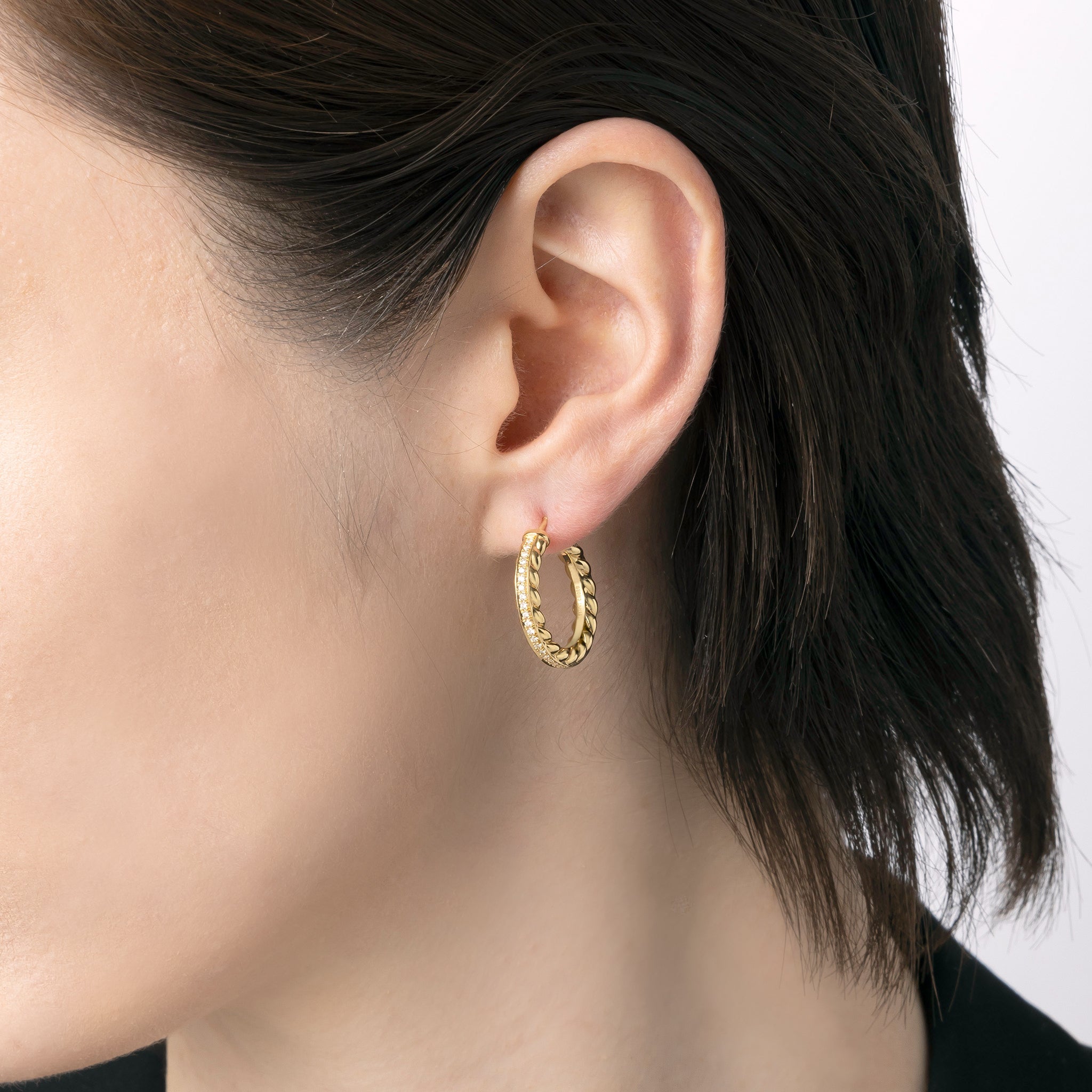 Birth Narrow Earrings (yellow gold with diamonds)