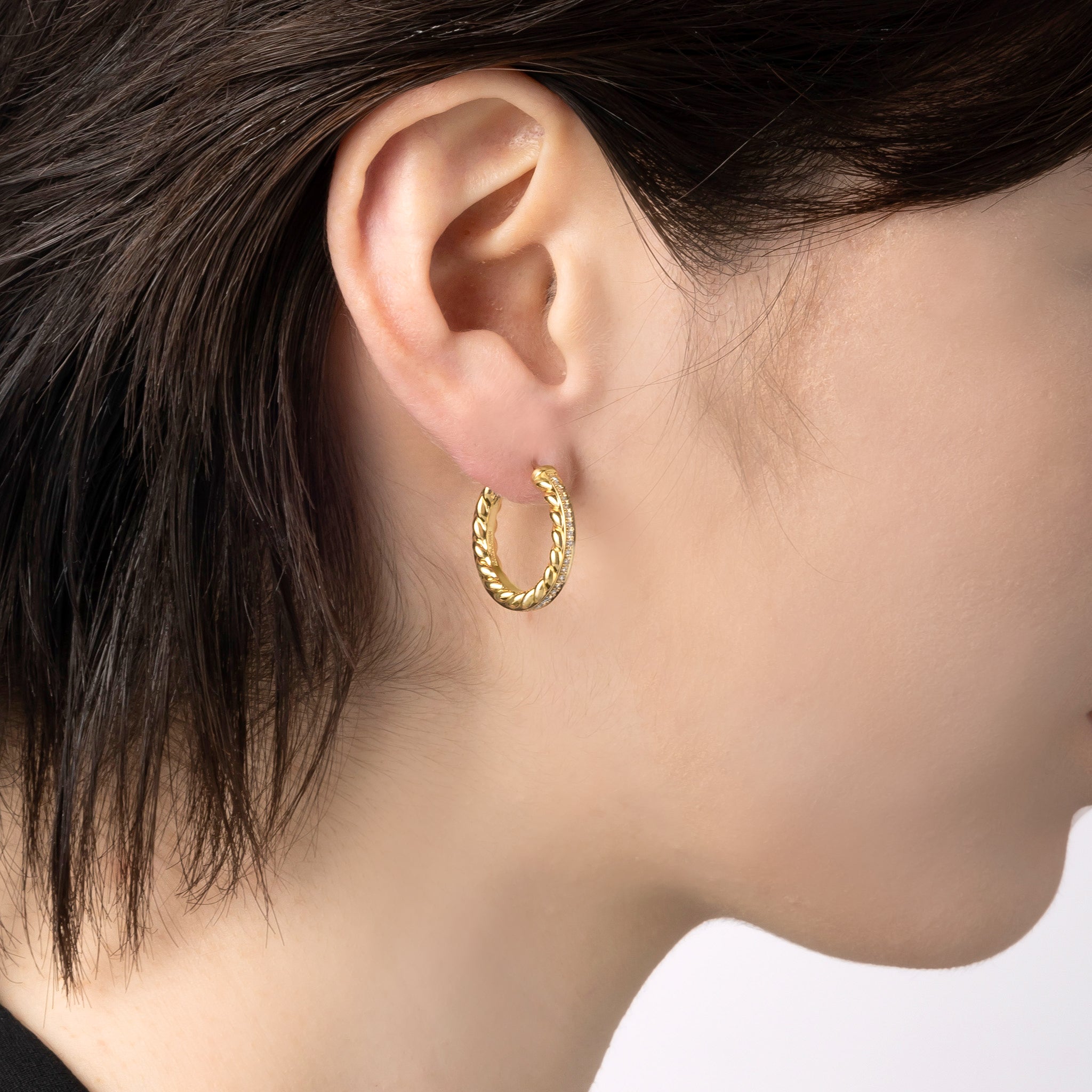 Birth Narrow Earrings (yellow gold with diamonds)