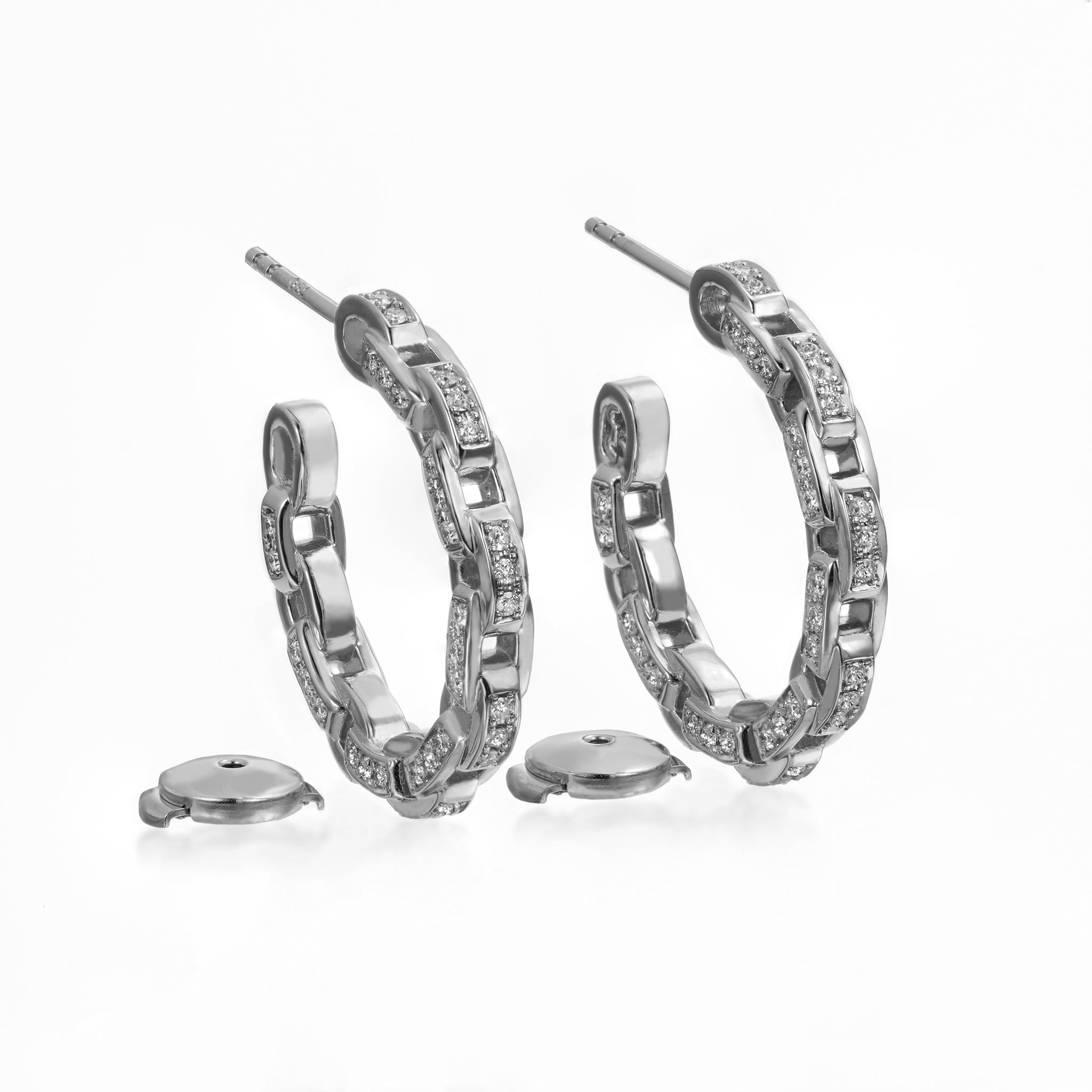 Links Three Side Chain Earring (white gold with diamonds)