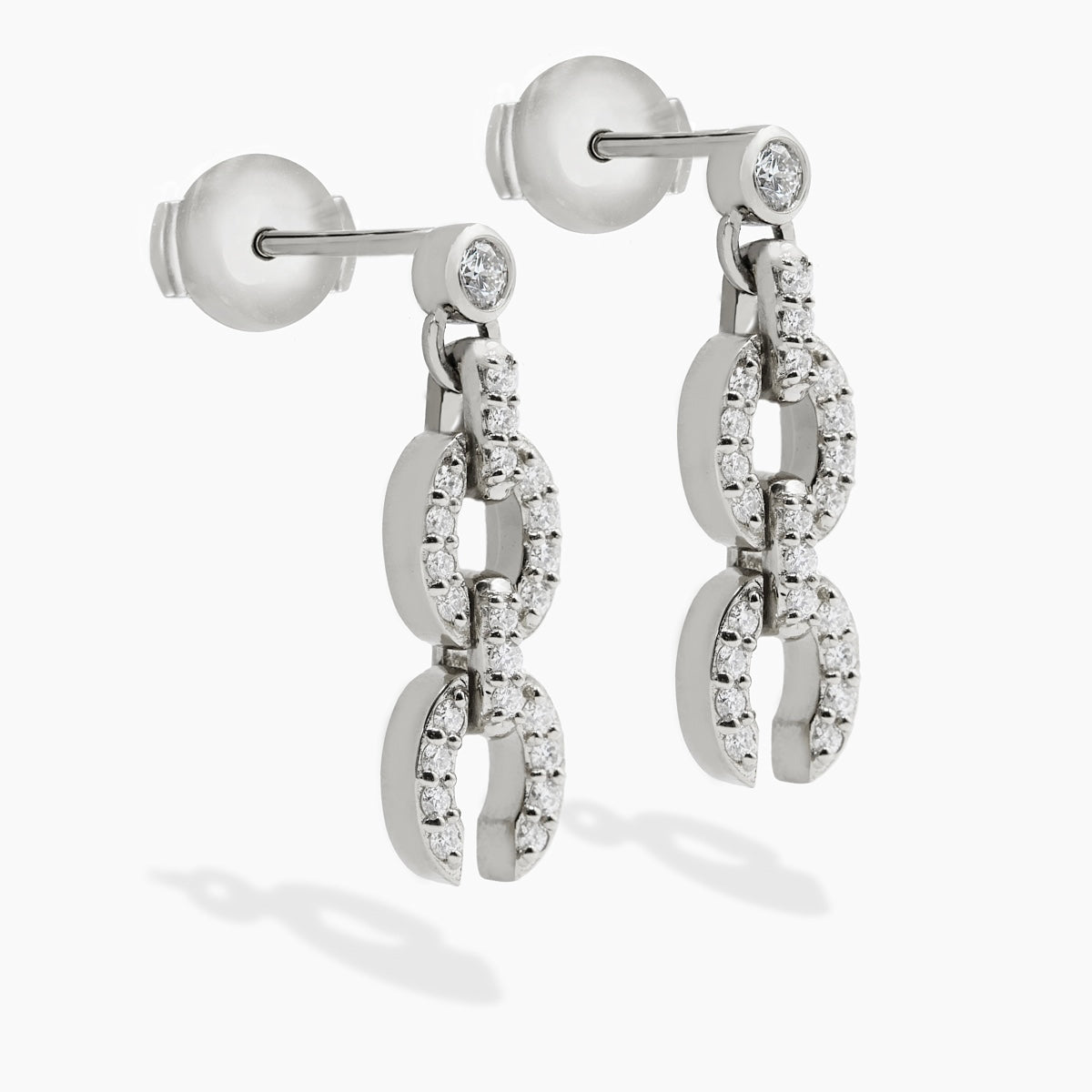 Links Small HC Logo Earring (white gold with melee diamonds)
