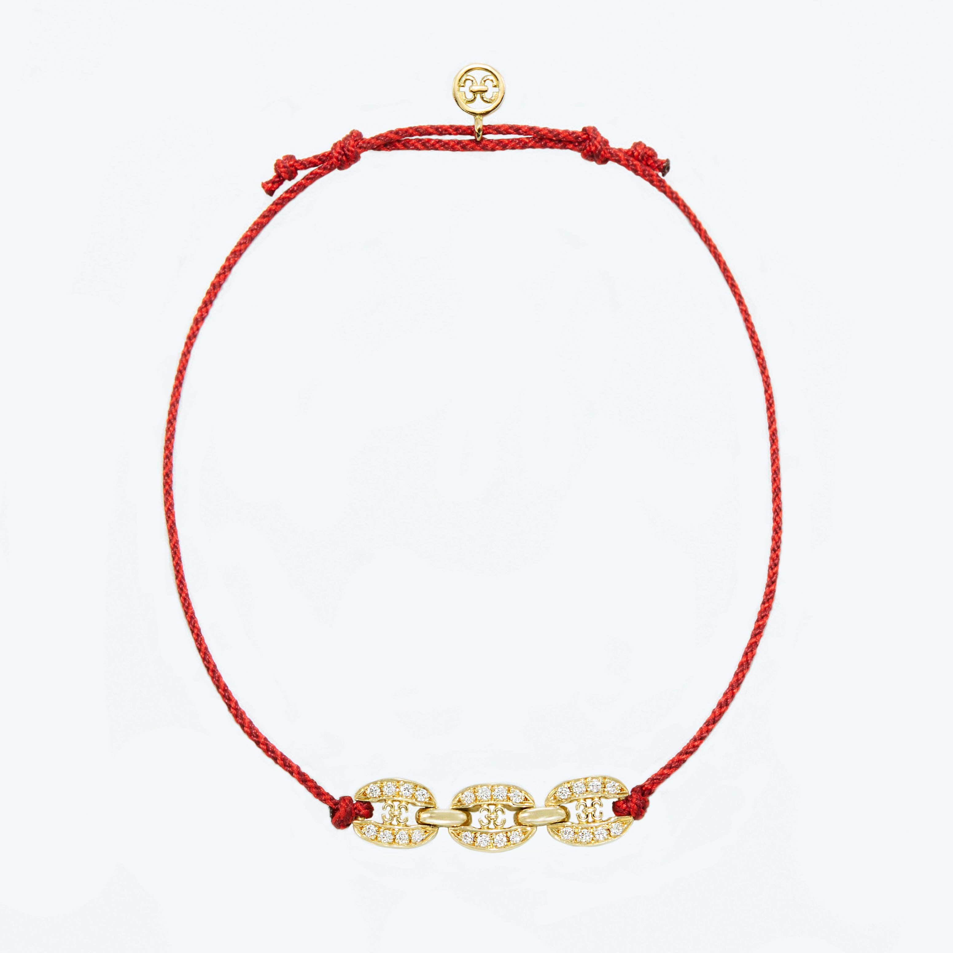LINKS THREE LINKS SAMURAI BRAIDED CORD BRACELET(yellow gold with melee diamonds)