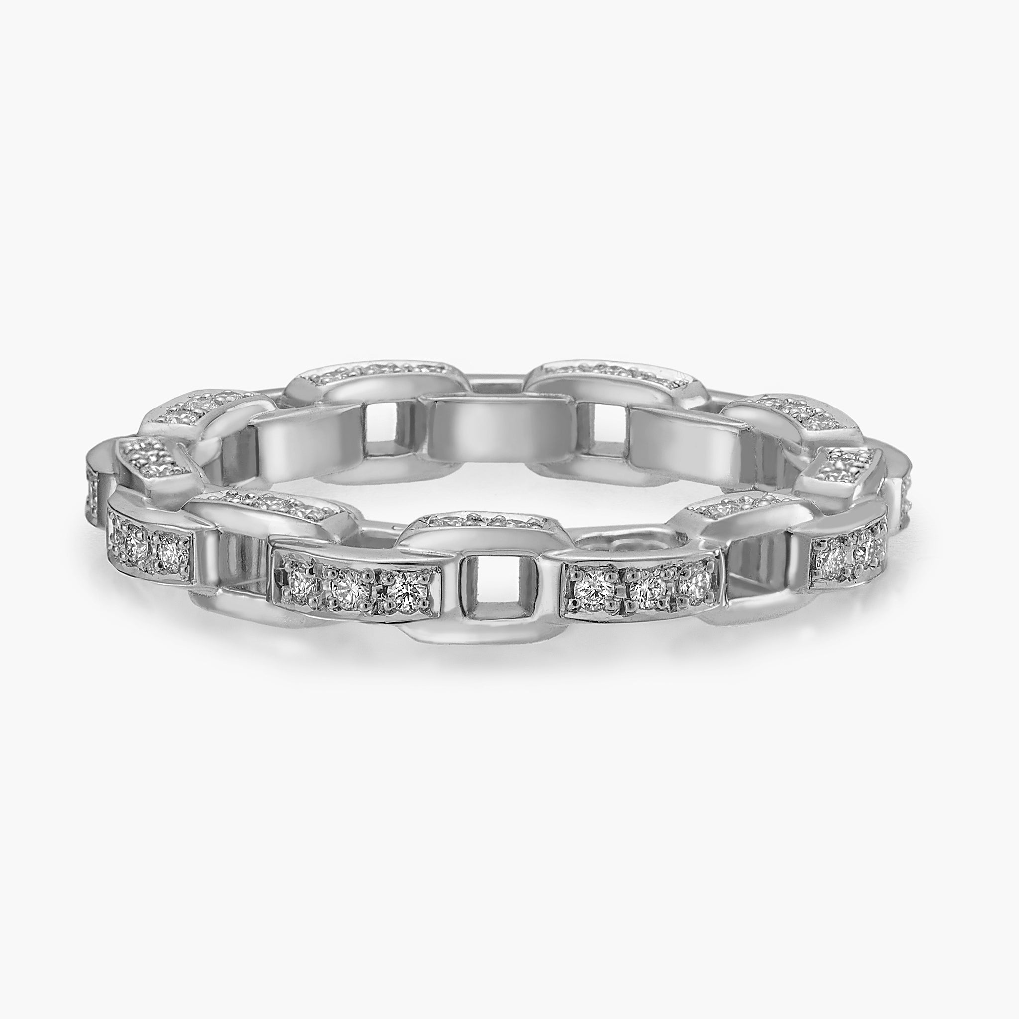 Links Three Side Chain Ring (white gold with diamonds)