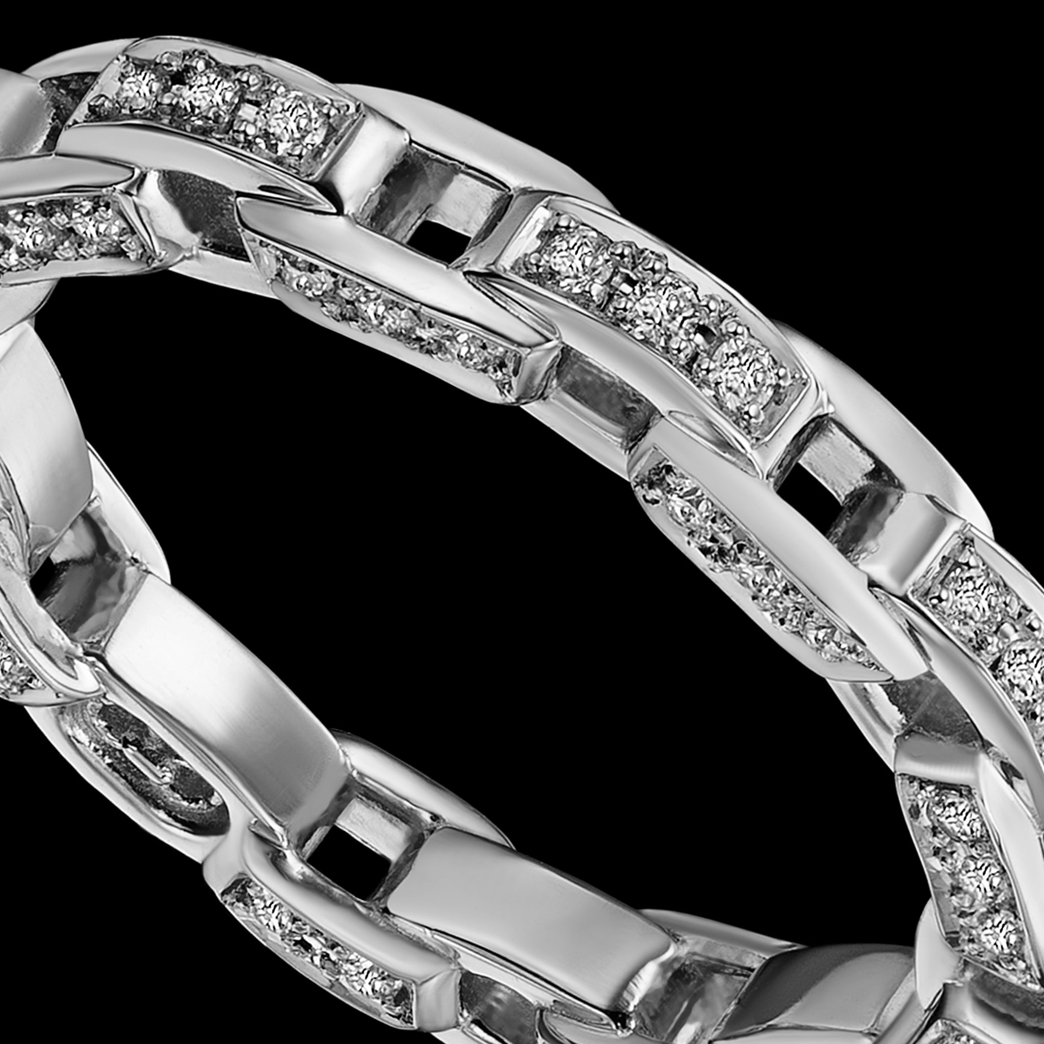 Links Three Side Chain Ring (white gold with diamonds)