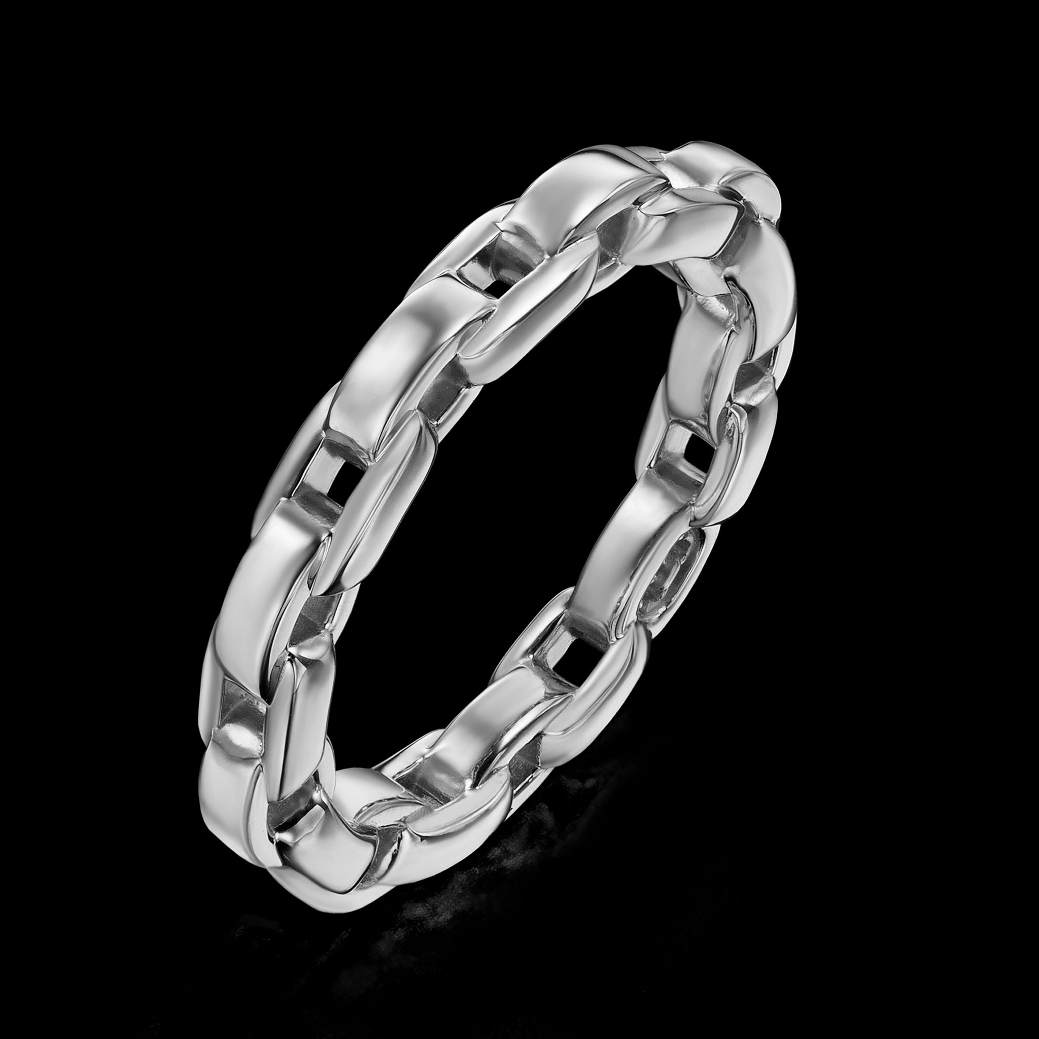 Links Three Side Chain Ring (white gold)