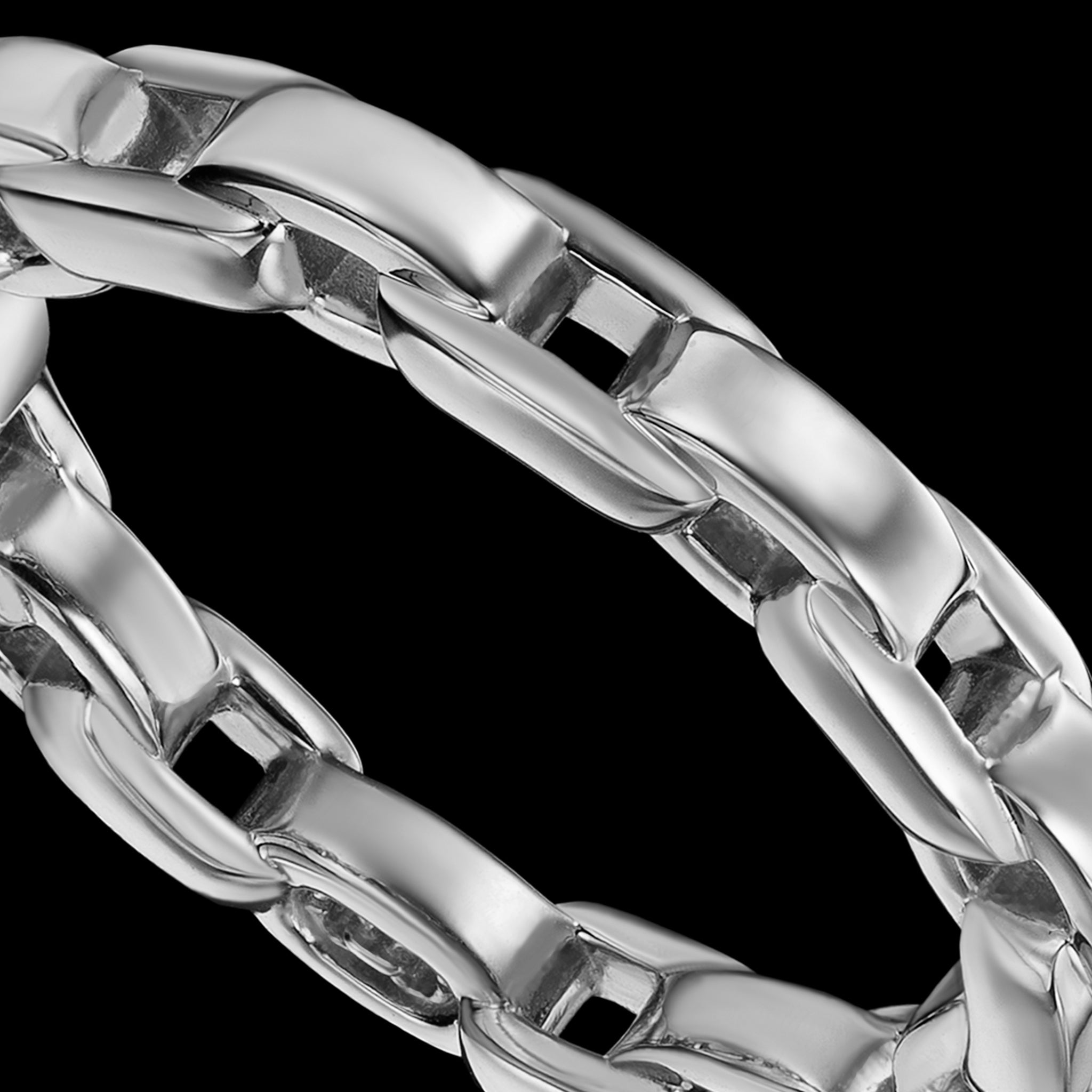 Links Three Side Chain Ring (white gold)