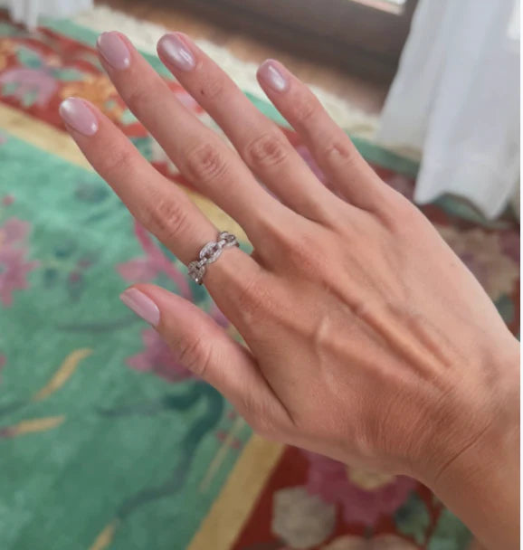 Links Chain Ring (white gold with diamonds)